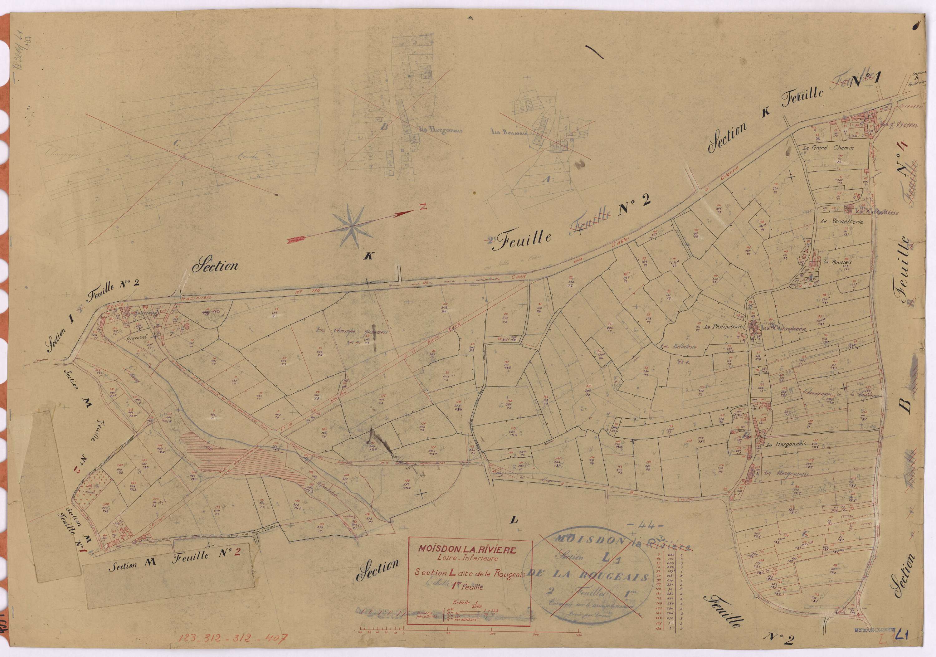Moisdon-la-Rivière - Section L1 Rougeais (section de La) ; 1-222