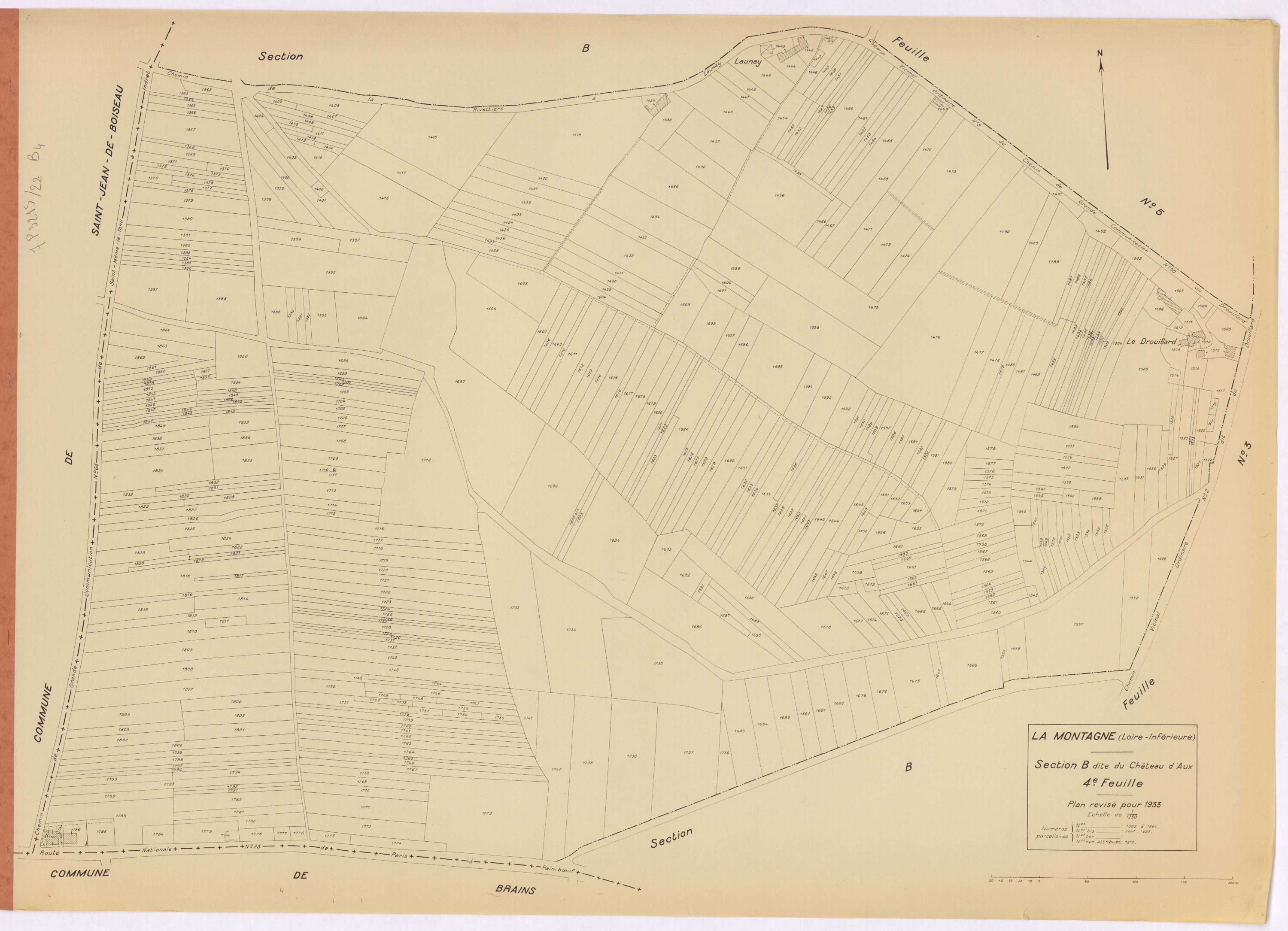 La Montagne - Section B4 Château d'Aux (section du) ; 1362-1864