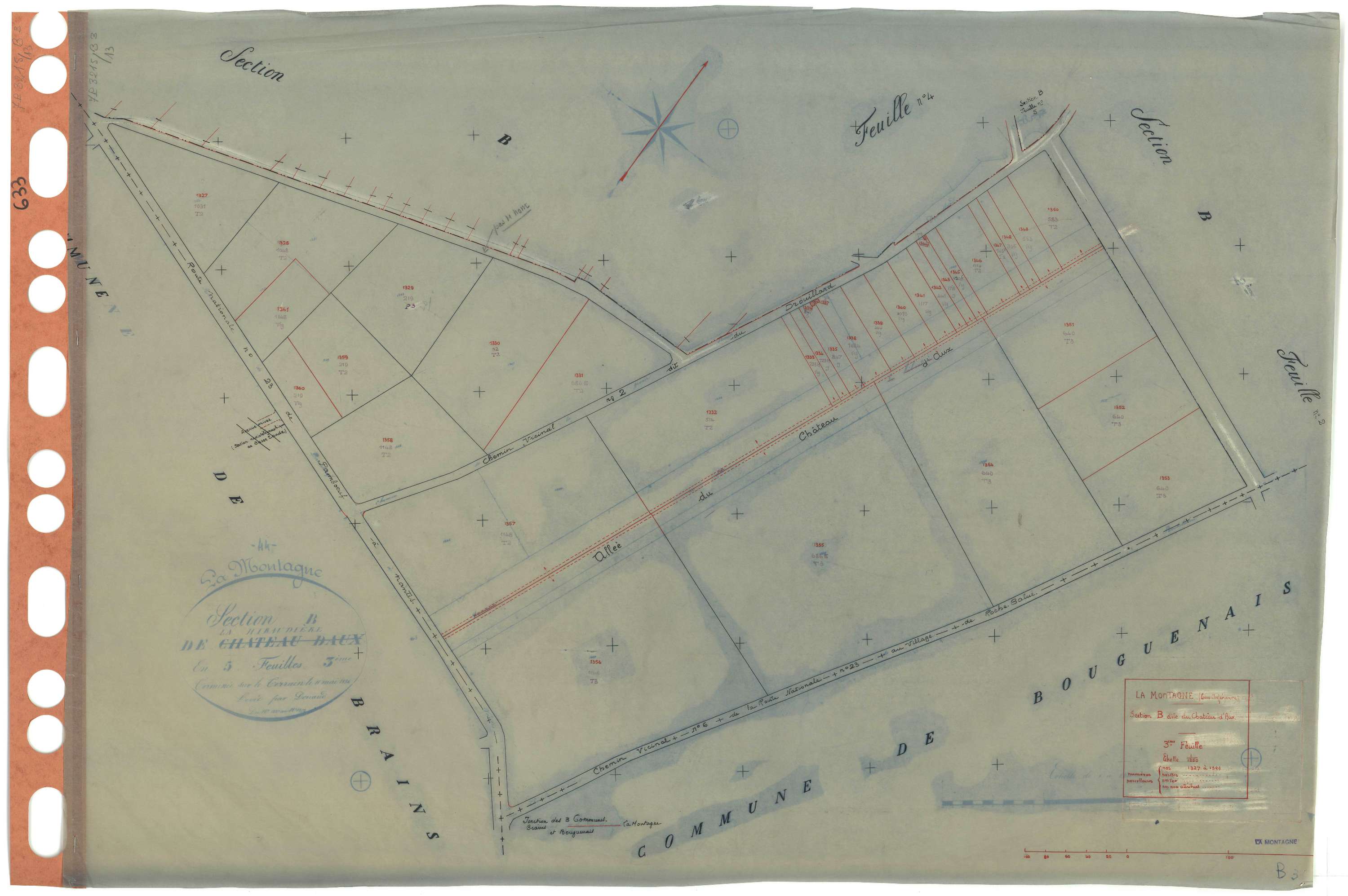 La Montagne - Section B3 Château d'Aux (section du) . 1327-1361