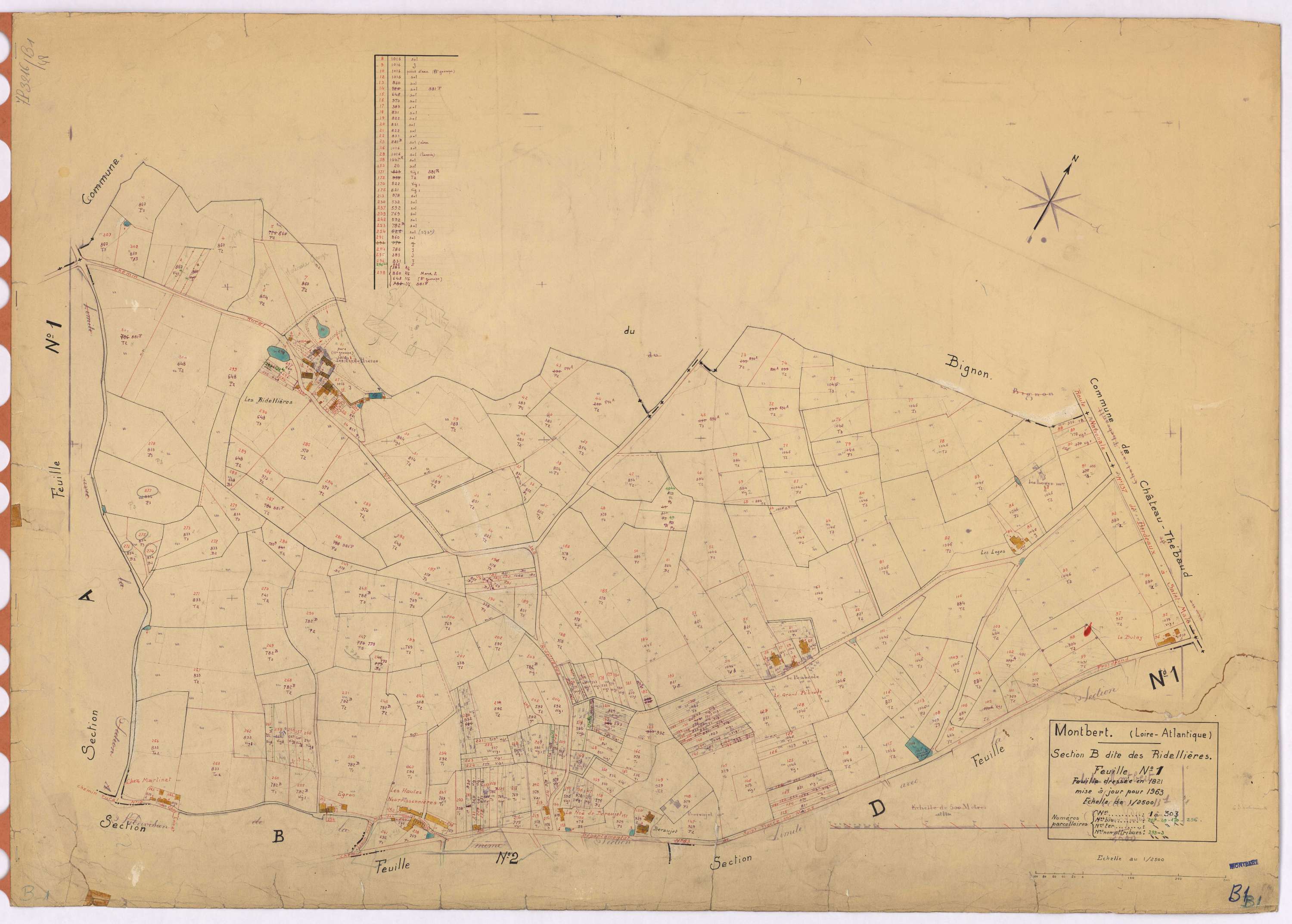 Montbert - Section B1 Ridellières (section des) ; 1-303