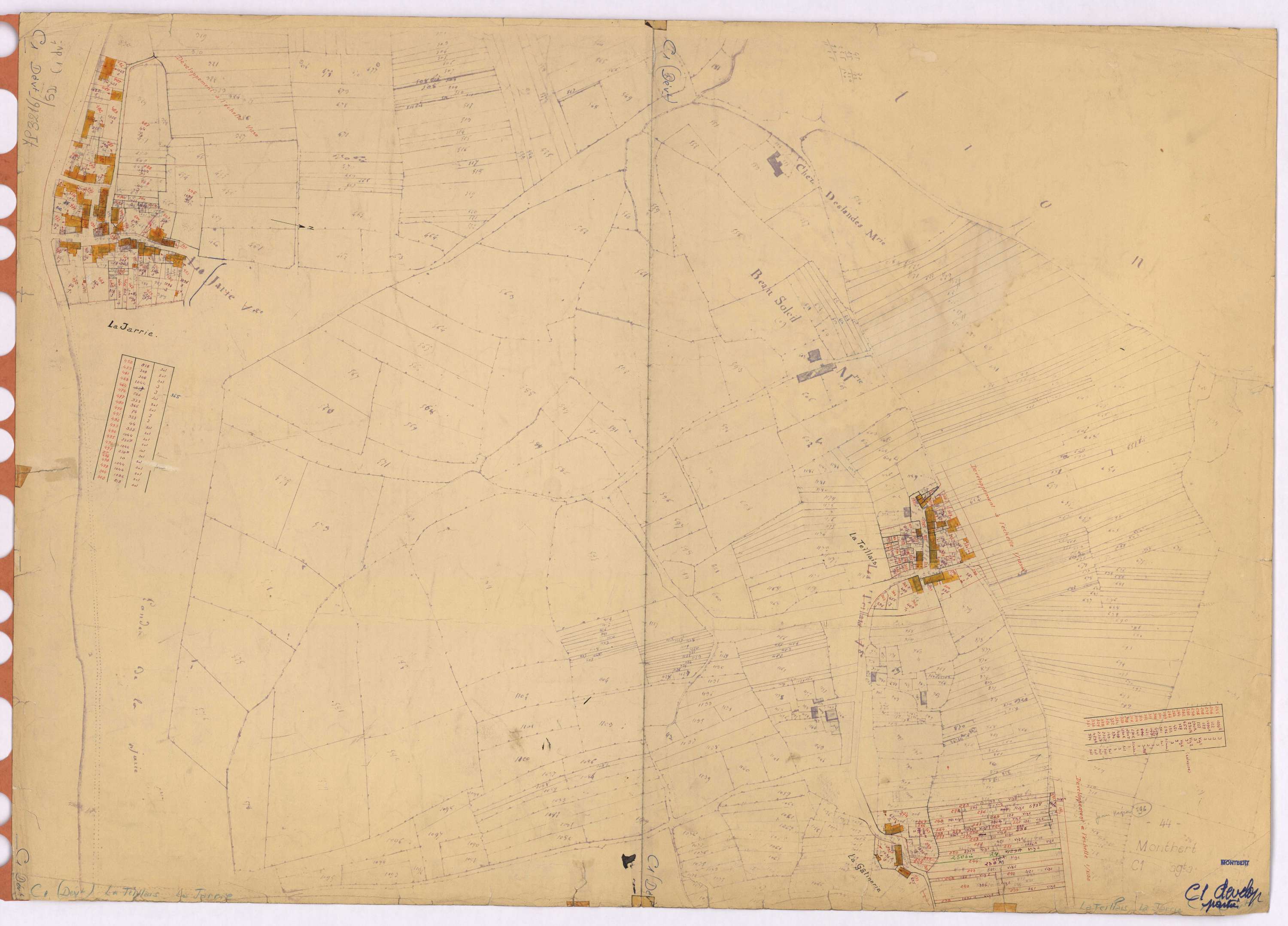 Montbert - Section C1 (développement) Teillais (section des) ; 1-677 ; développement des villages de La Jarrie, de La Teillais et de La Gâtinerie