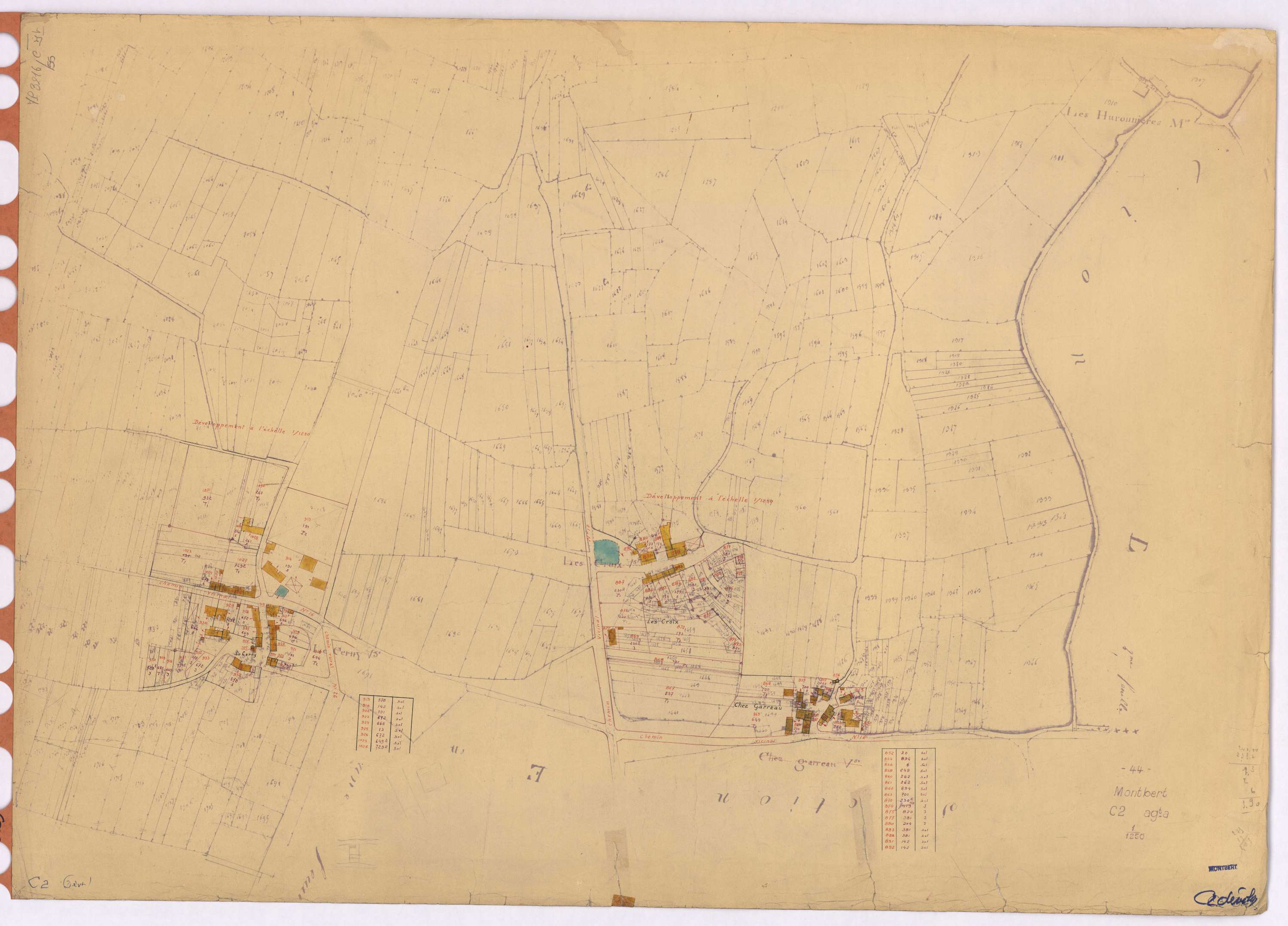 Montbert - Section C2 (développement) Teillais (section de La) ; 678-1076 ; développement des villages du Cerny, des Croix et de Chez Garreau