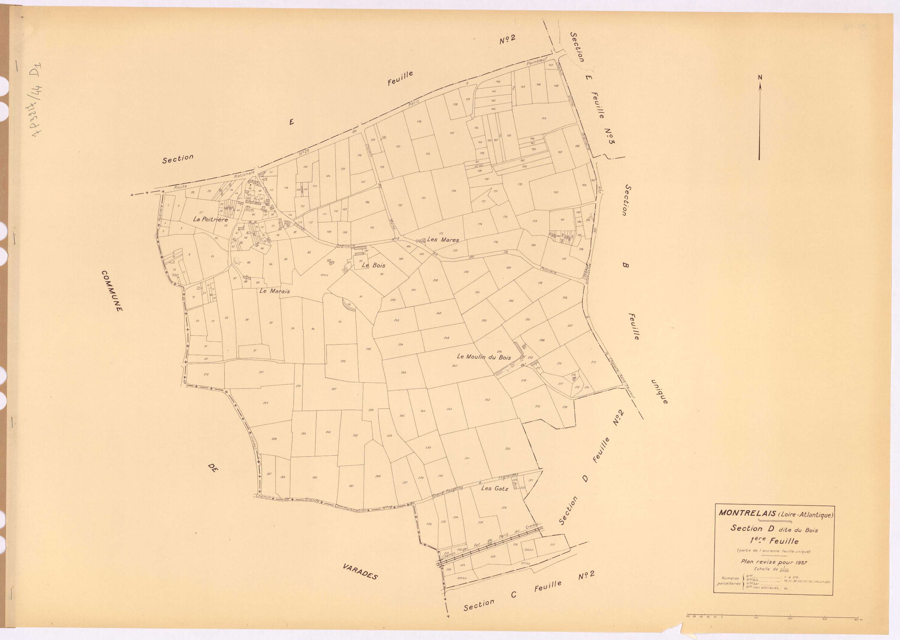 Montrelais - Section D1 Bois (section du) ; 1-272