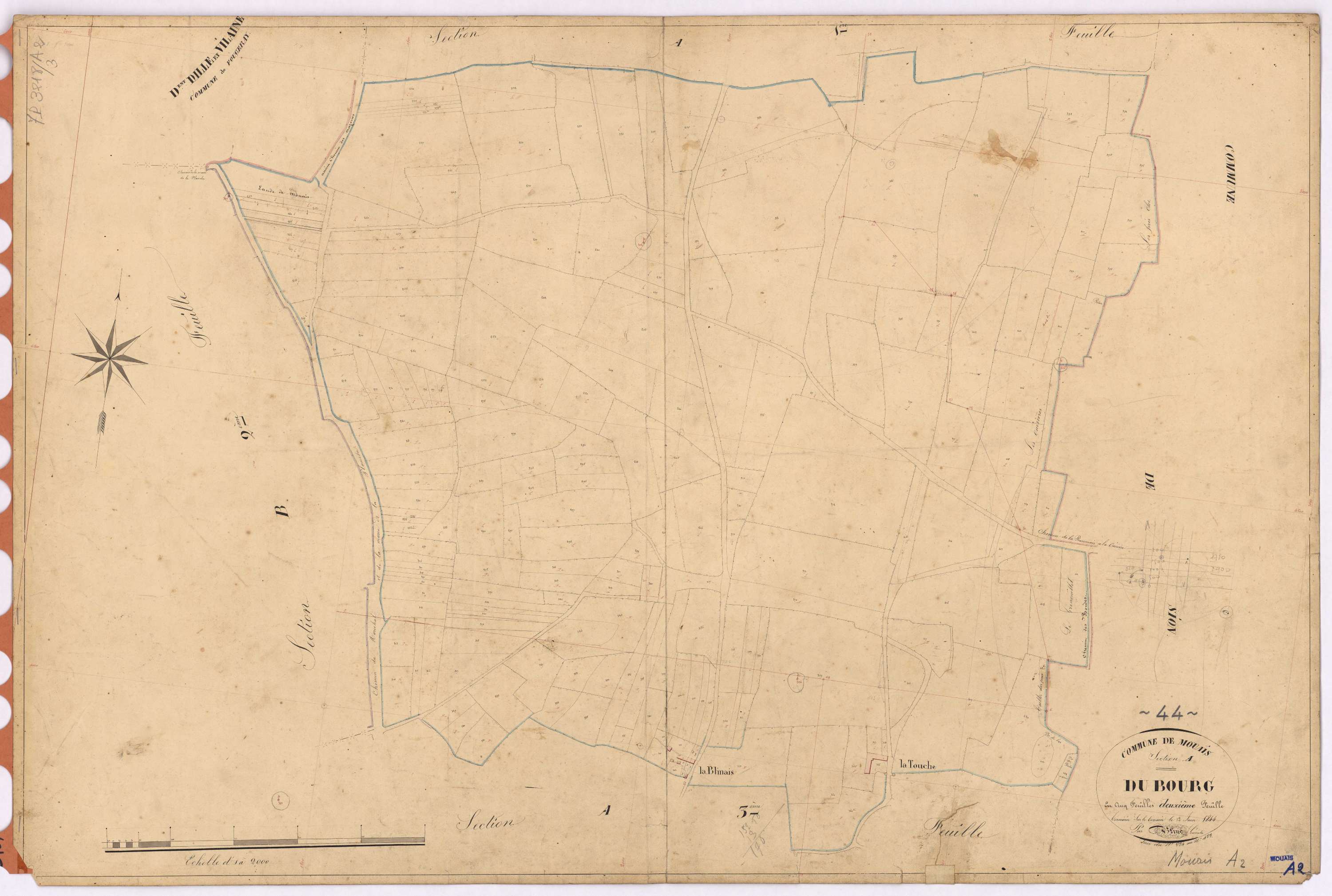 Mouais - Section A2 Bourg (section du) ; 224-422