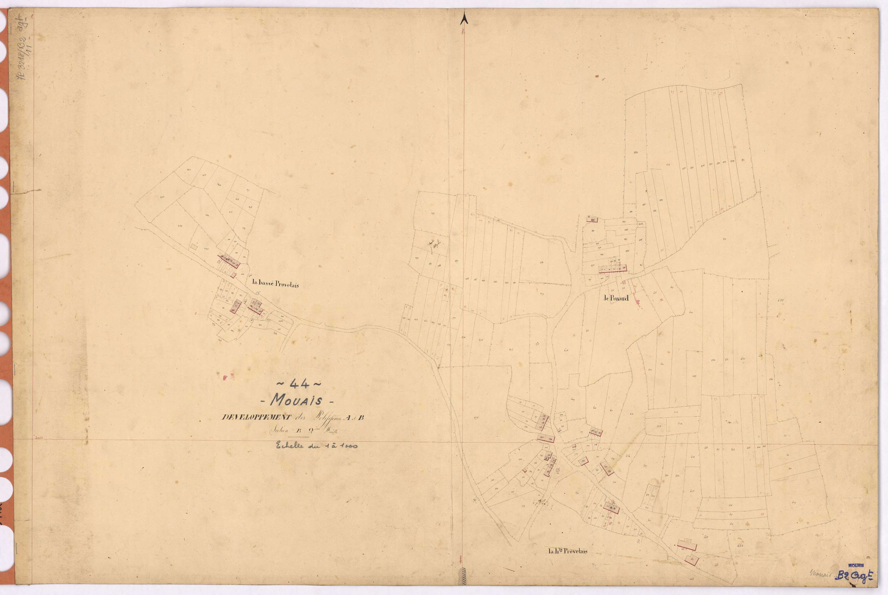 Mouais - Section B2 (développement) Provotais (section des) ; 171-777 ; développement des villages du Ruaud, de La Haute Provotais et de La Basse Provotais