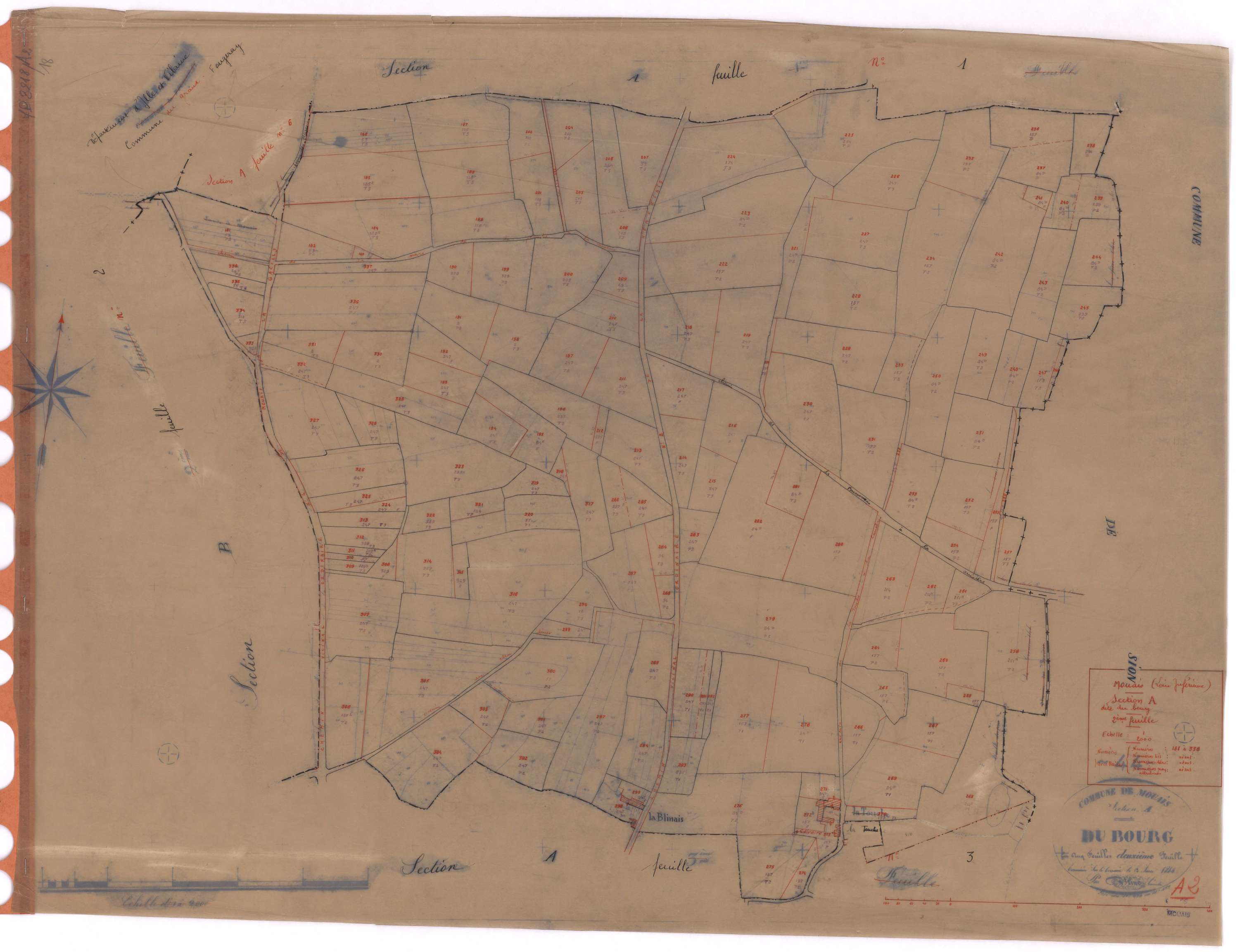 Mouais - Section A2 Bourg (section du) ; 181-338