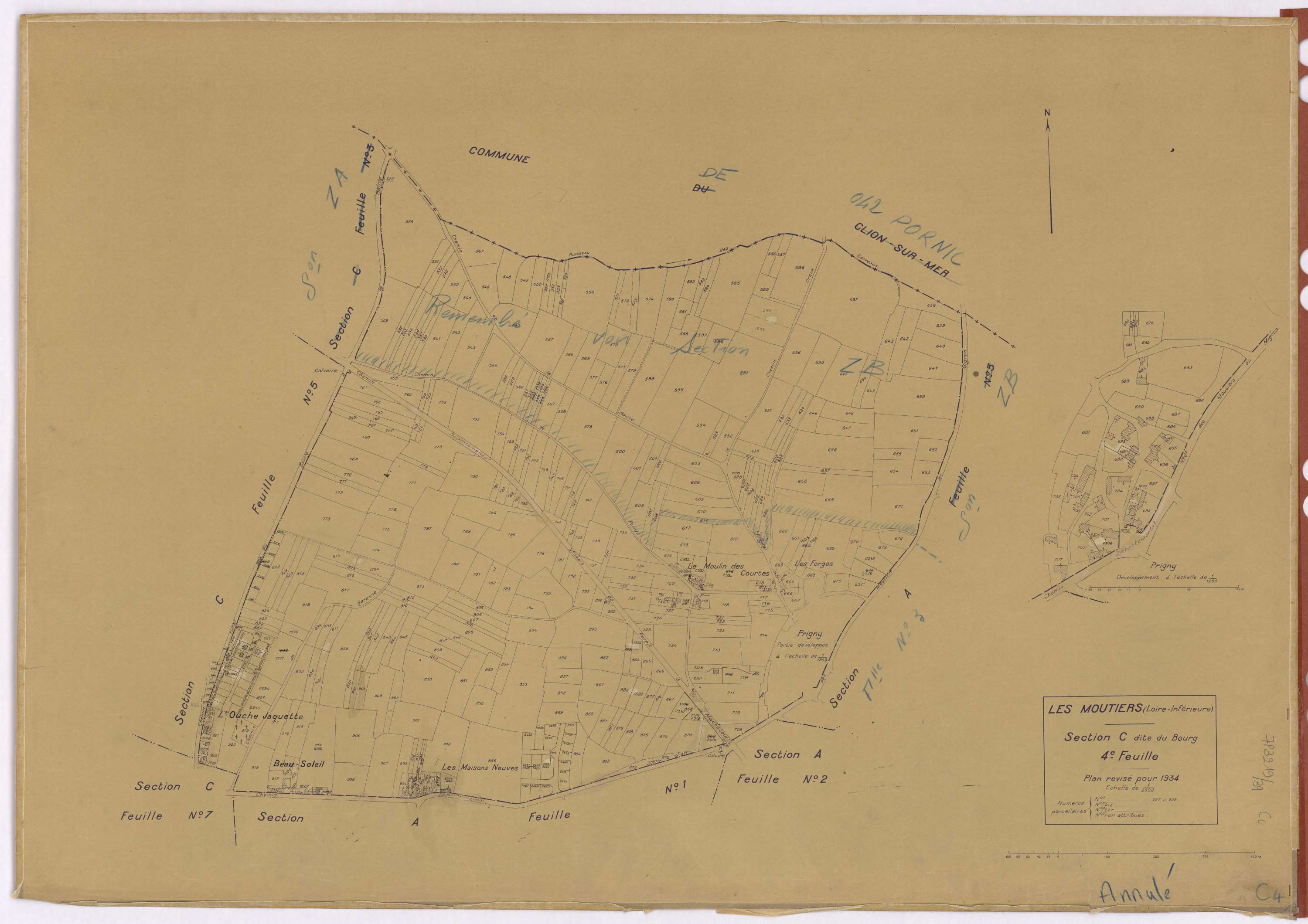 Moutiers-en-Retz - Section C4 Bourg (section du) ; 527-922