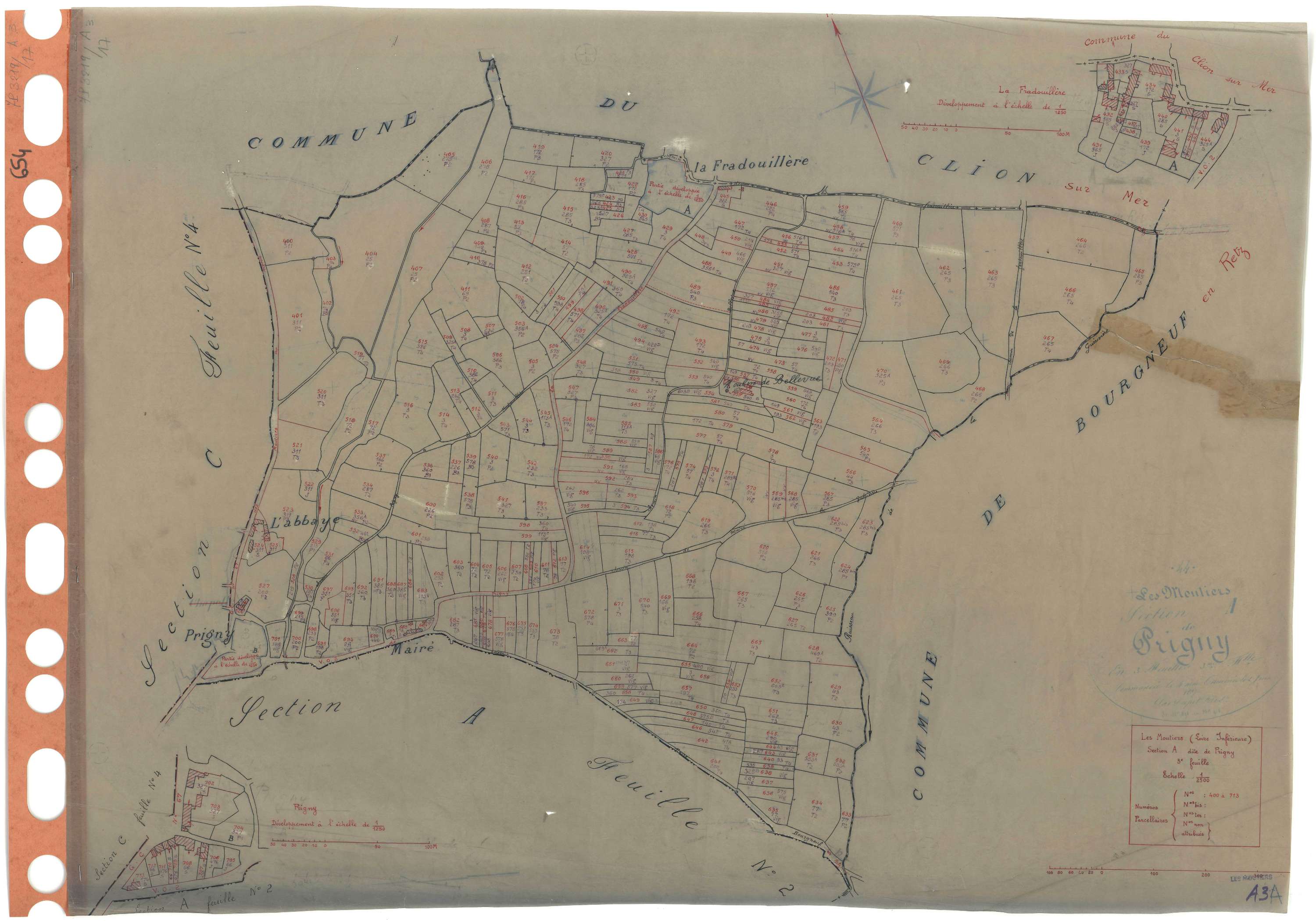 Moutiers-en-Retz - Section A3 Prigny (section de) . 400-713
