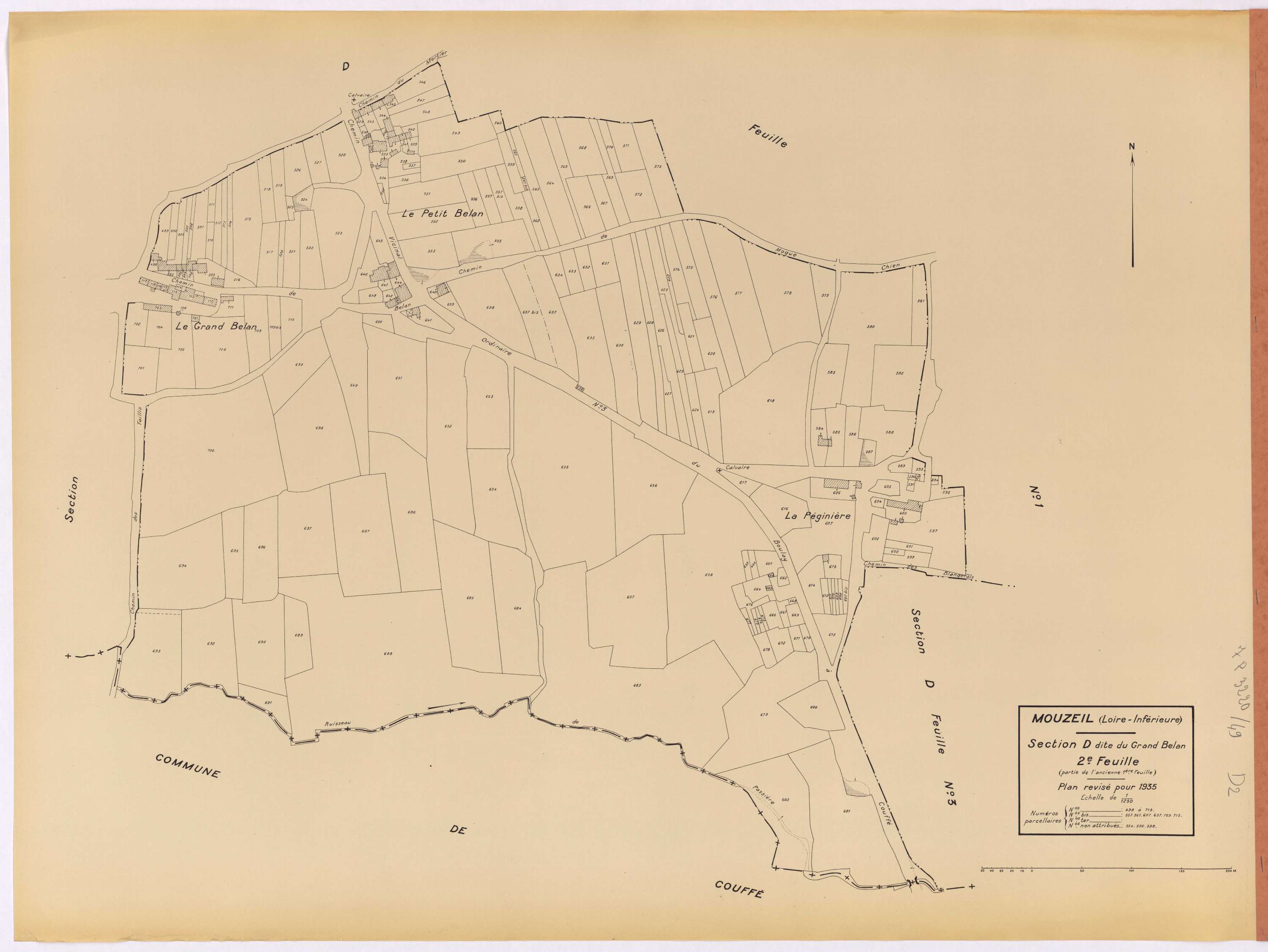 Mouzeil - Section D2 Grand Belan (section du) ; 498-719