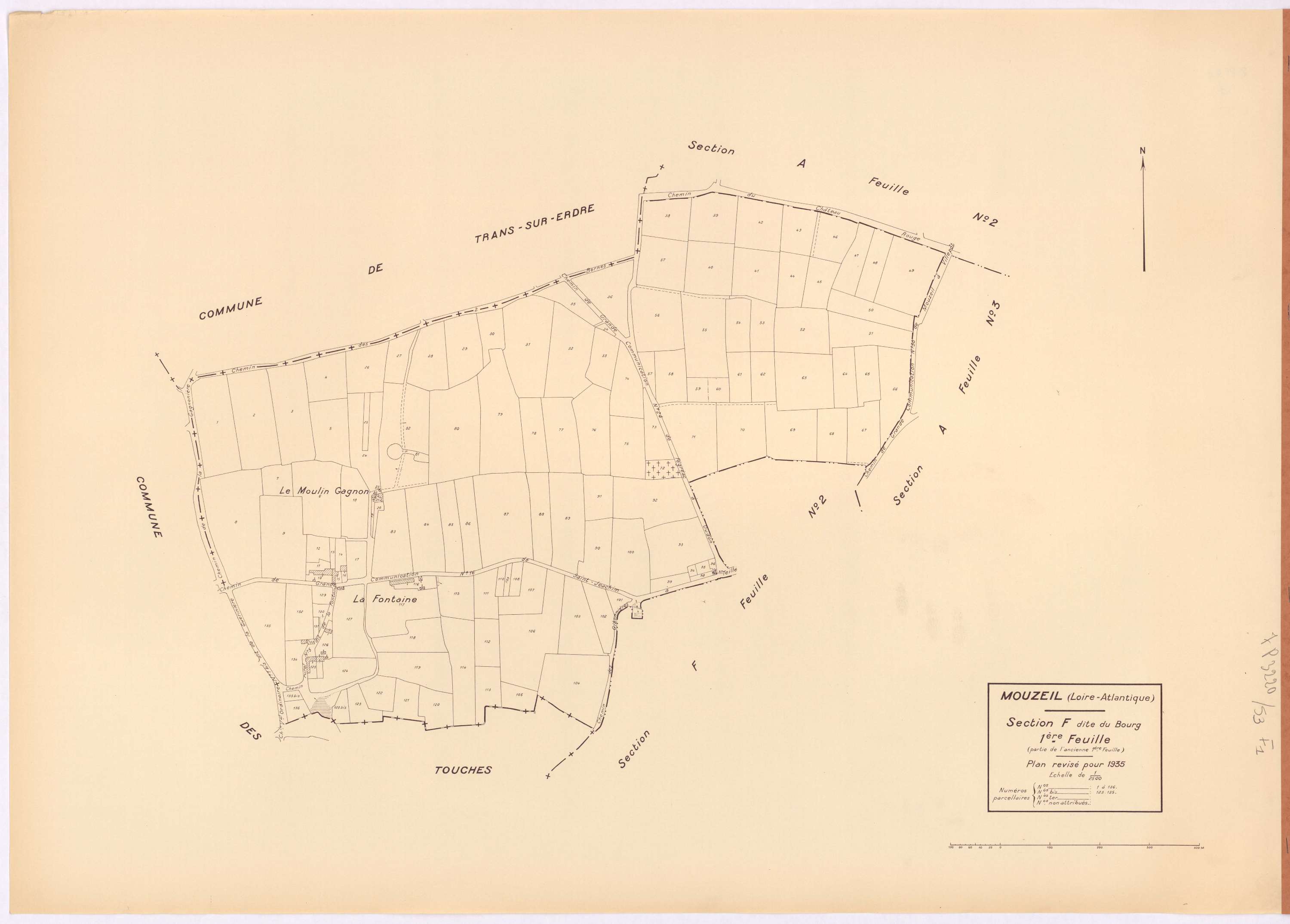 Mouzeil - Section F1 Bourg (section du) ; 1-136