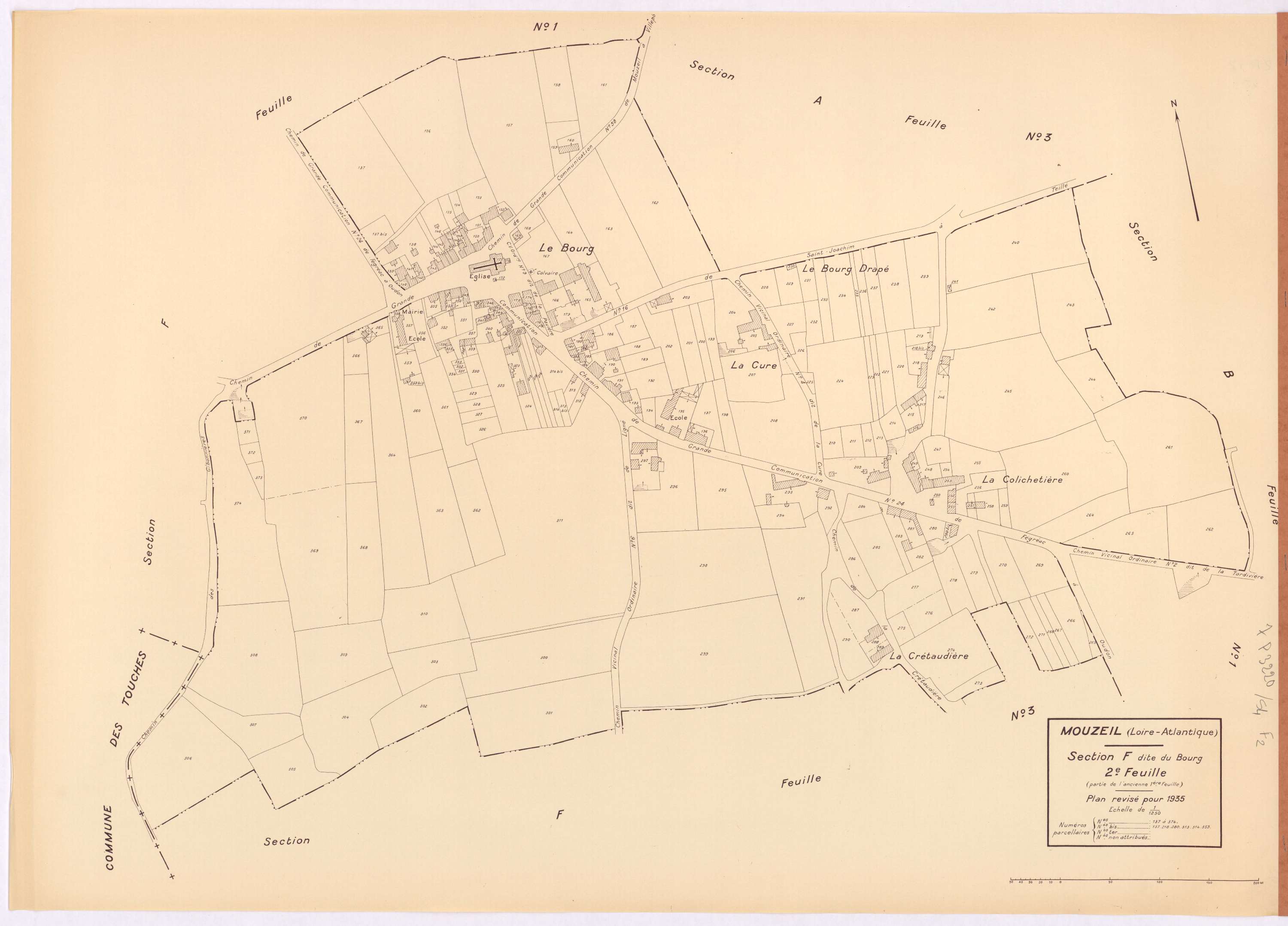 Mouzeil - Section F2 Bourg (section du) ; 137-374