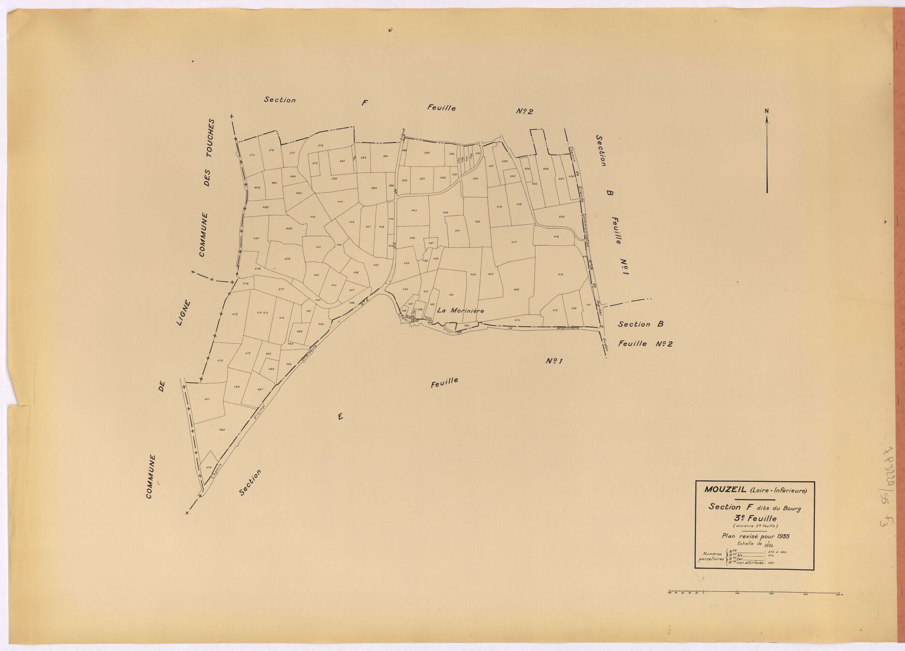 Mouzeil - Section F3 Bourg (section du) ; 375-486