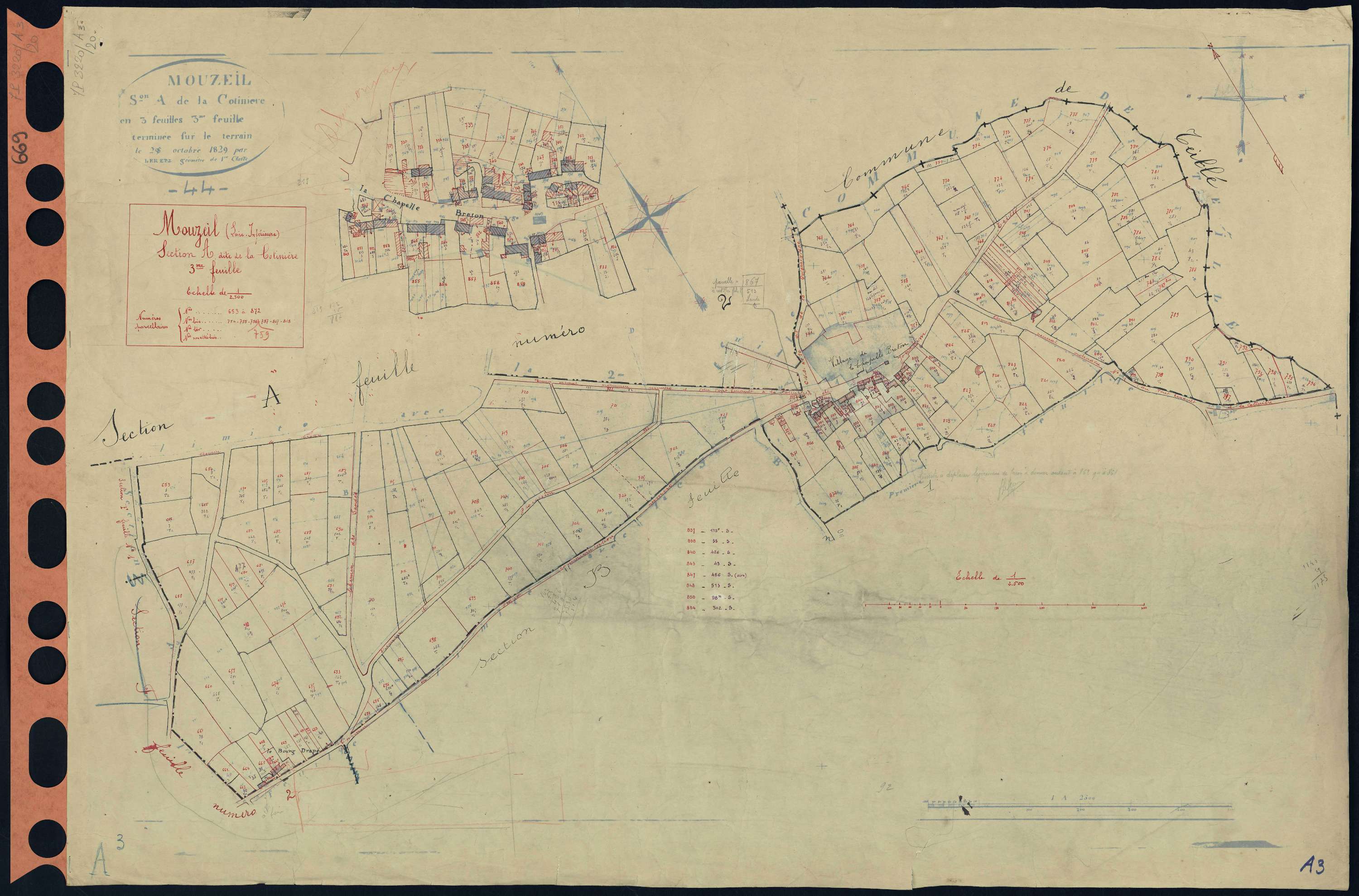 Mouzeil - Section A3 Cotinière (section de La) . 653-872