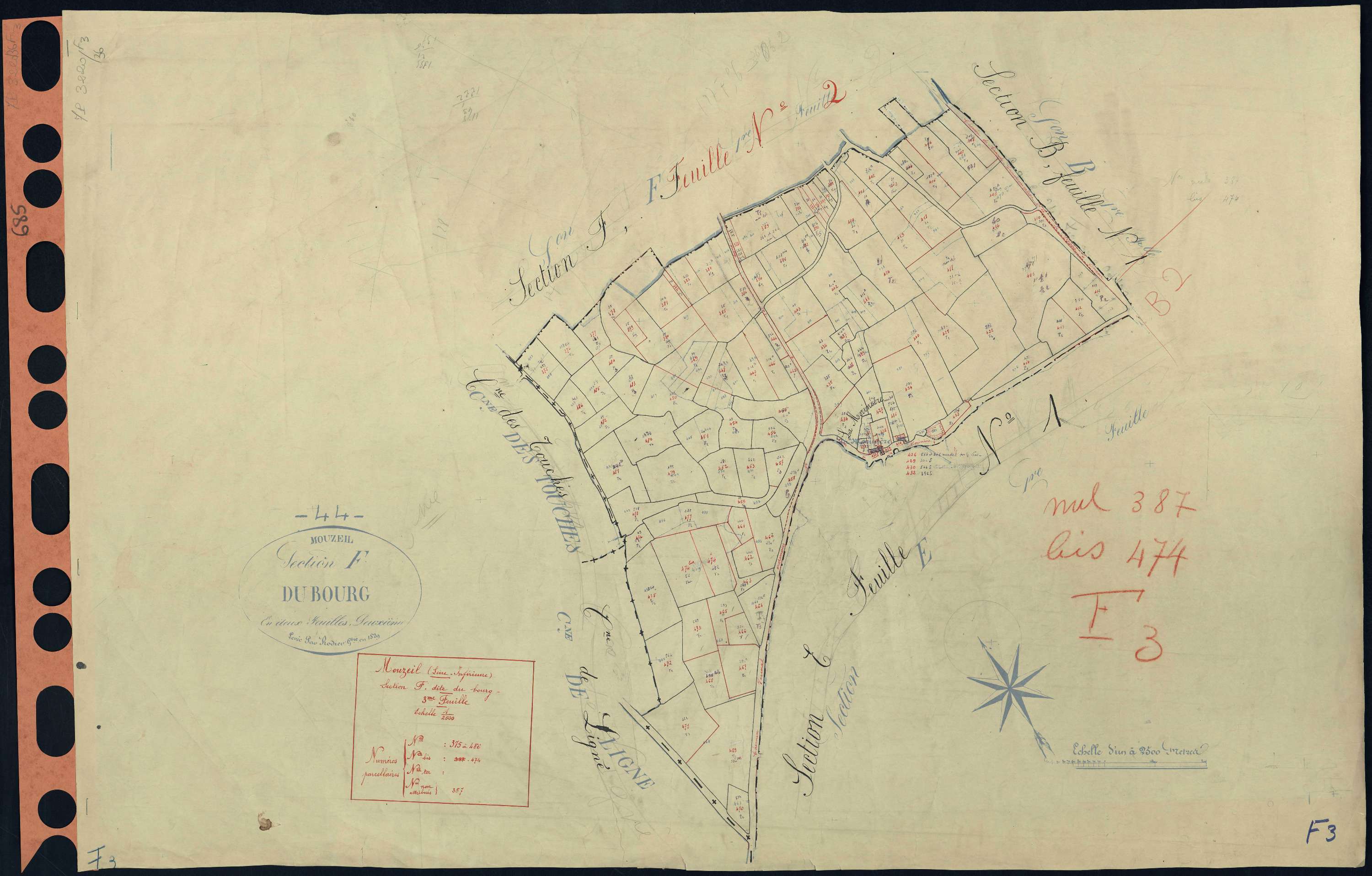 Mouzeil - Section F3 Bourg (section du) . 375-486
