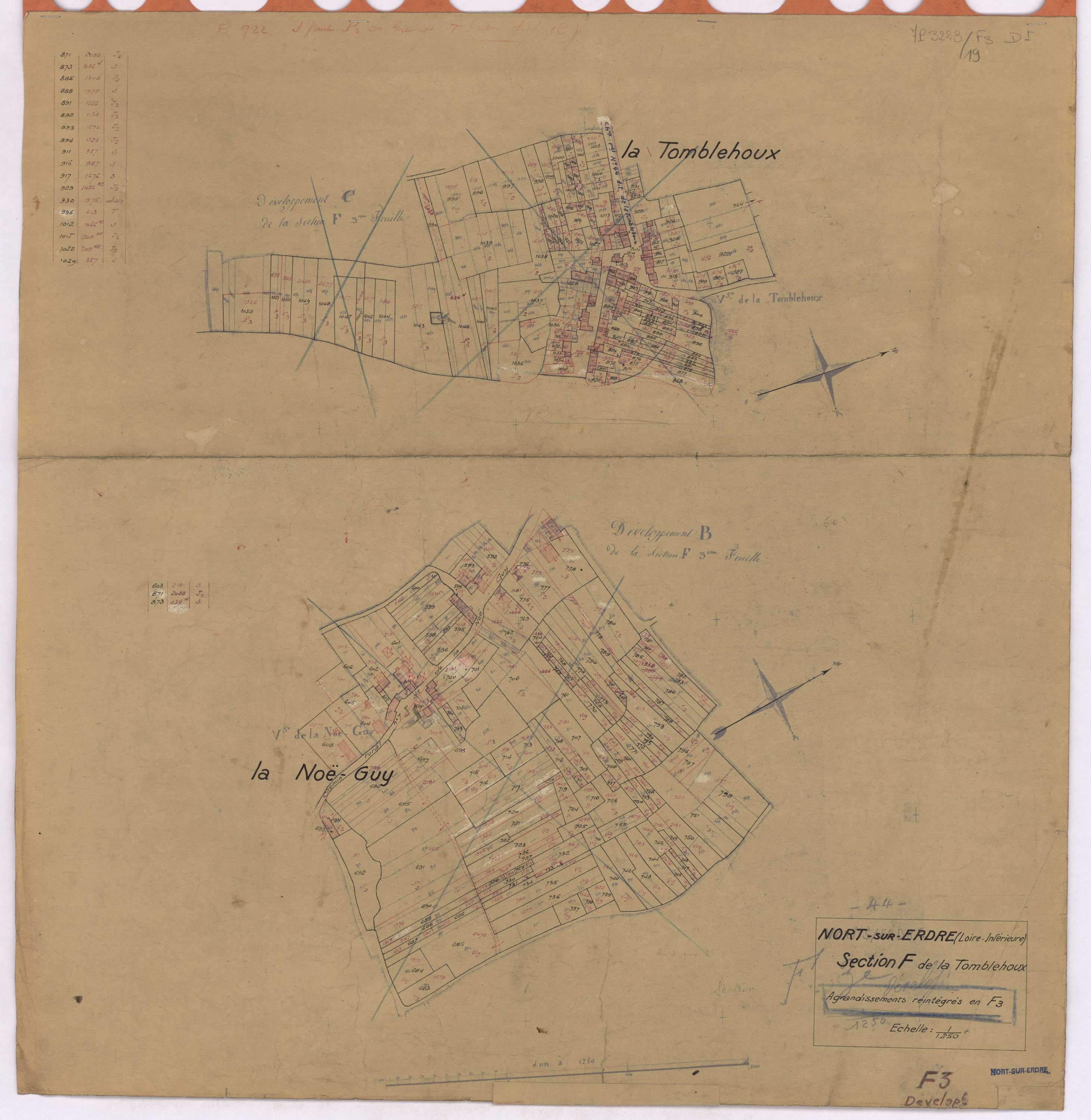 Nort-sur-Erdre - Section F3 (développement) Tomblehoux (section de La) ; 521-1474 ; développement des villages de La Tomblehoux et de La Noë-Guy