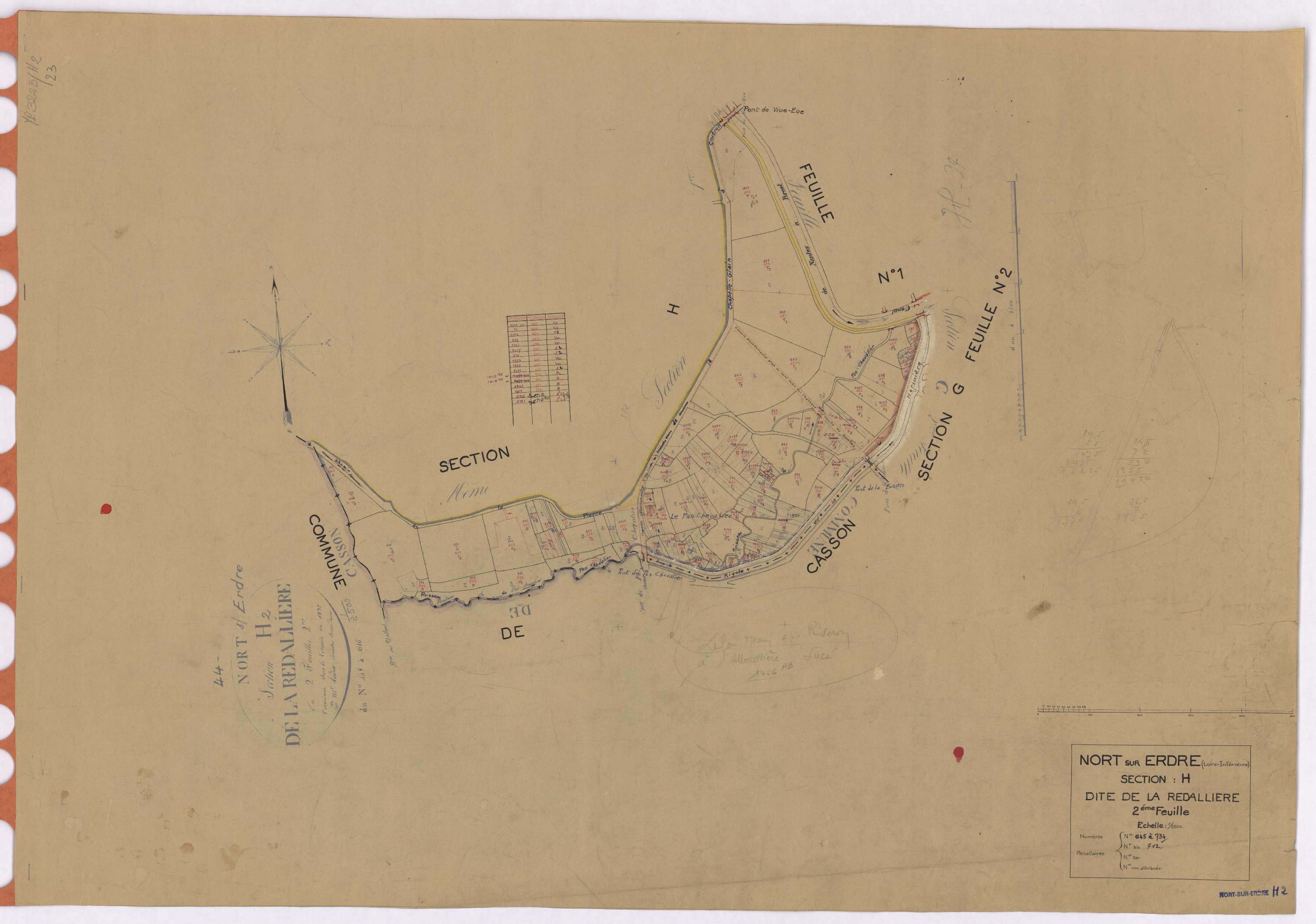 Nort-sur-Erdre - Section H2 Redallière (section de La) ; 645-734