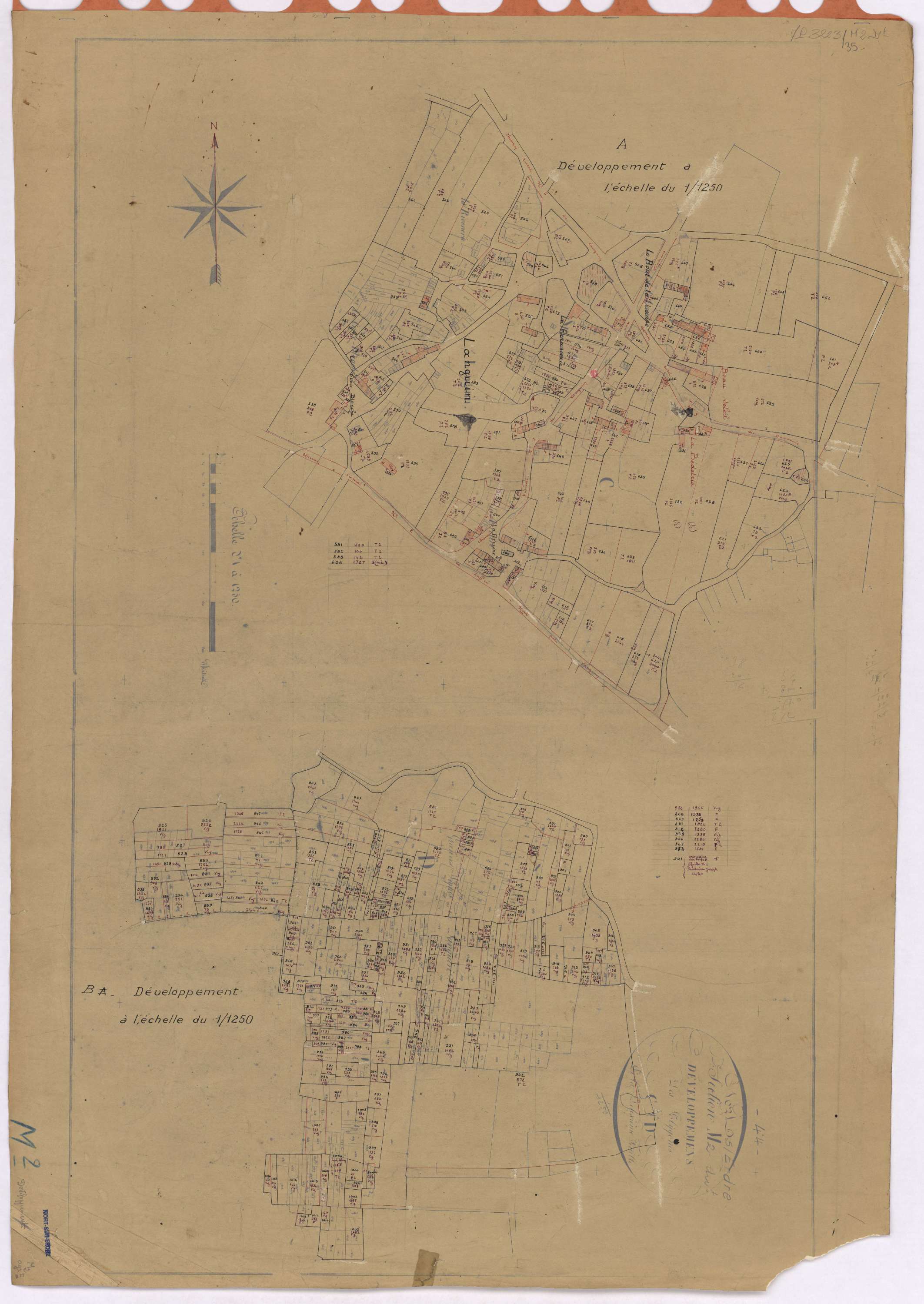 Nort-sur-Erdre - Section M2 (développement) Languin (section de) ; 482-1234 ; développement des parties A et B