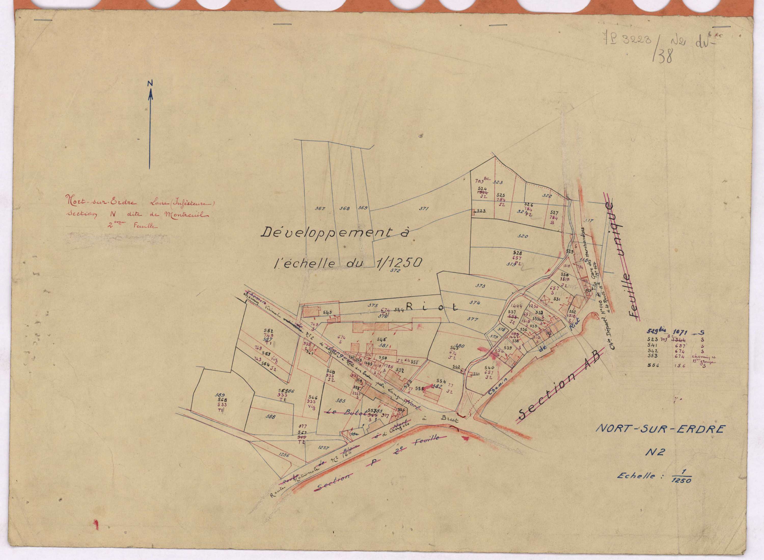 Nort-sur-Erdre - Section N2 (développement) Montreuil (section de) ; 266-912 ; développement du village de Riot