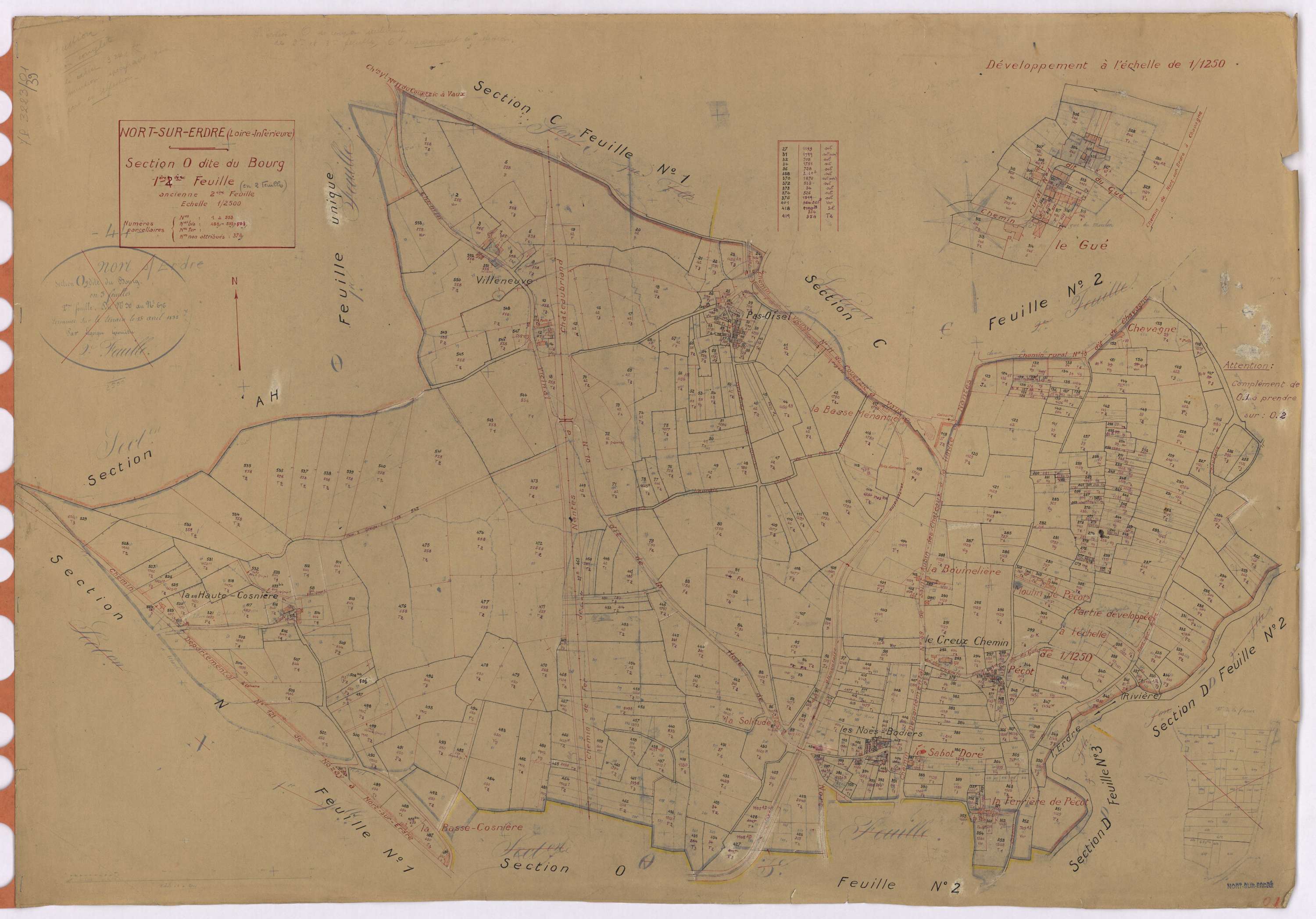 Nort-sur-Erdre - Section O1 Bourg (section du) ; 1-553