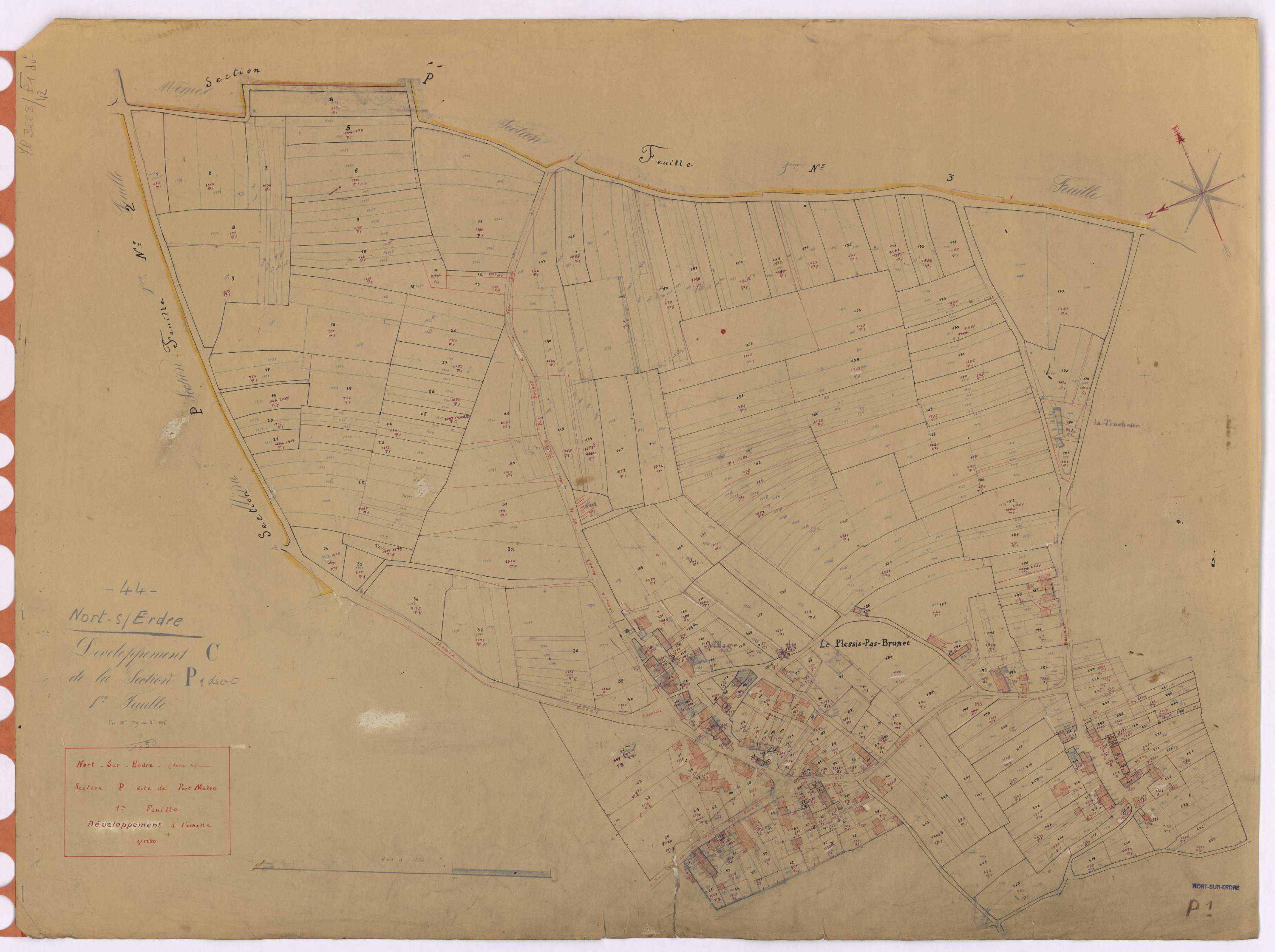 Nort-sur-Erdre - Section P1 (développement) Port Mulon (section de) ; 1-715 ; développement du village du Plessis-Pas-Brunet