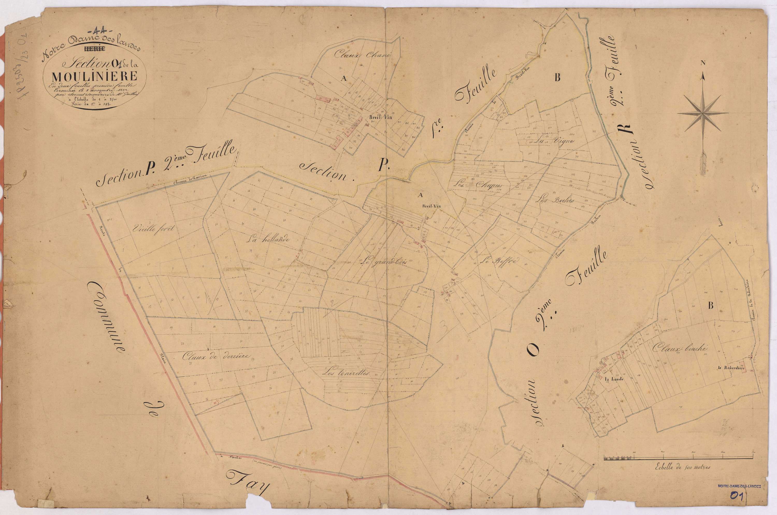 Notre-Dame-des-Landes - Section O1 Moulinière (section de La) ; 1-392