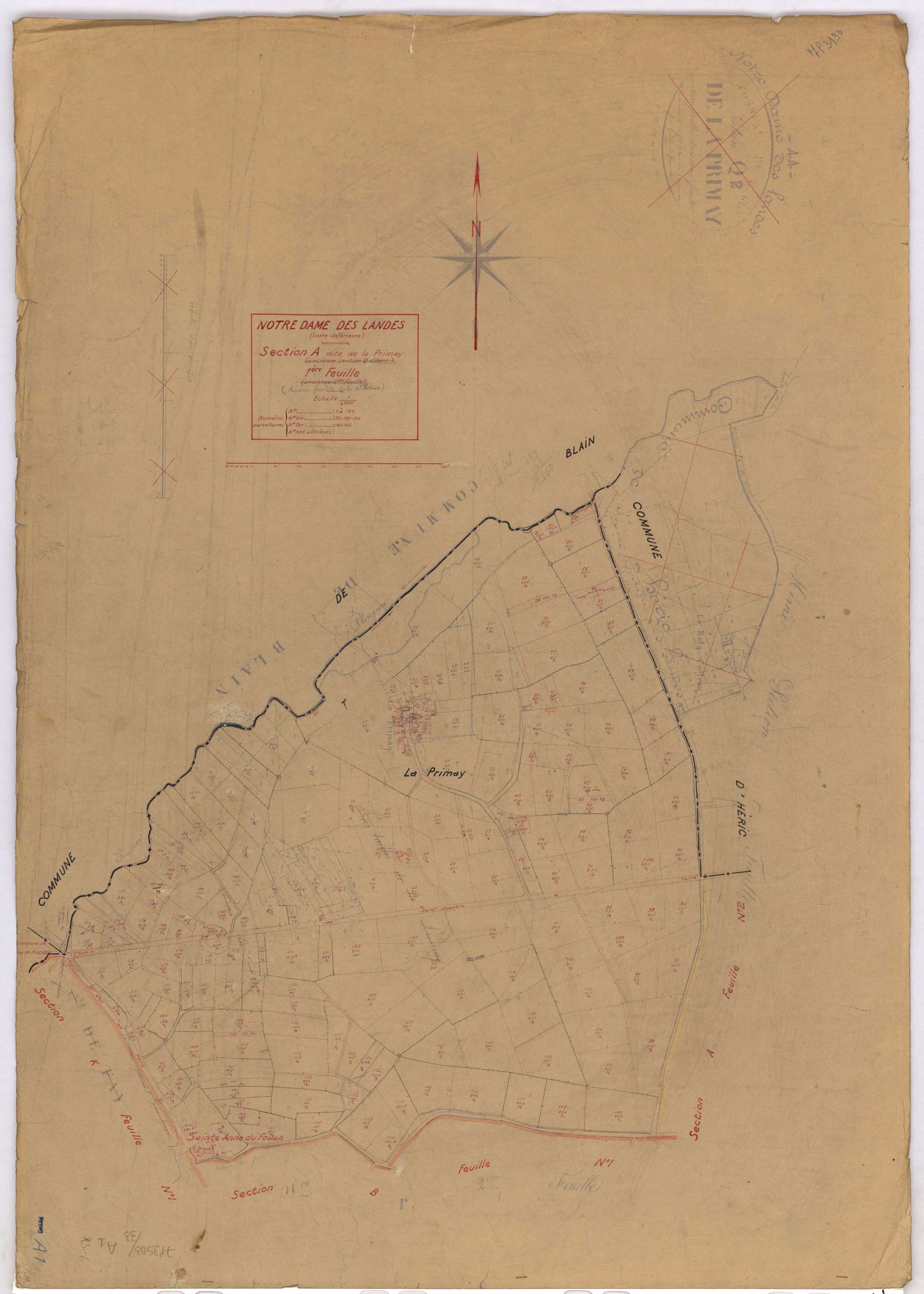 Notre-Dame-des-Landes - Section A1 Primay (section de La) ; 1-194