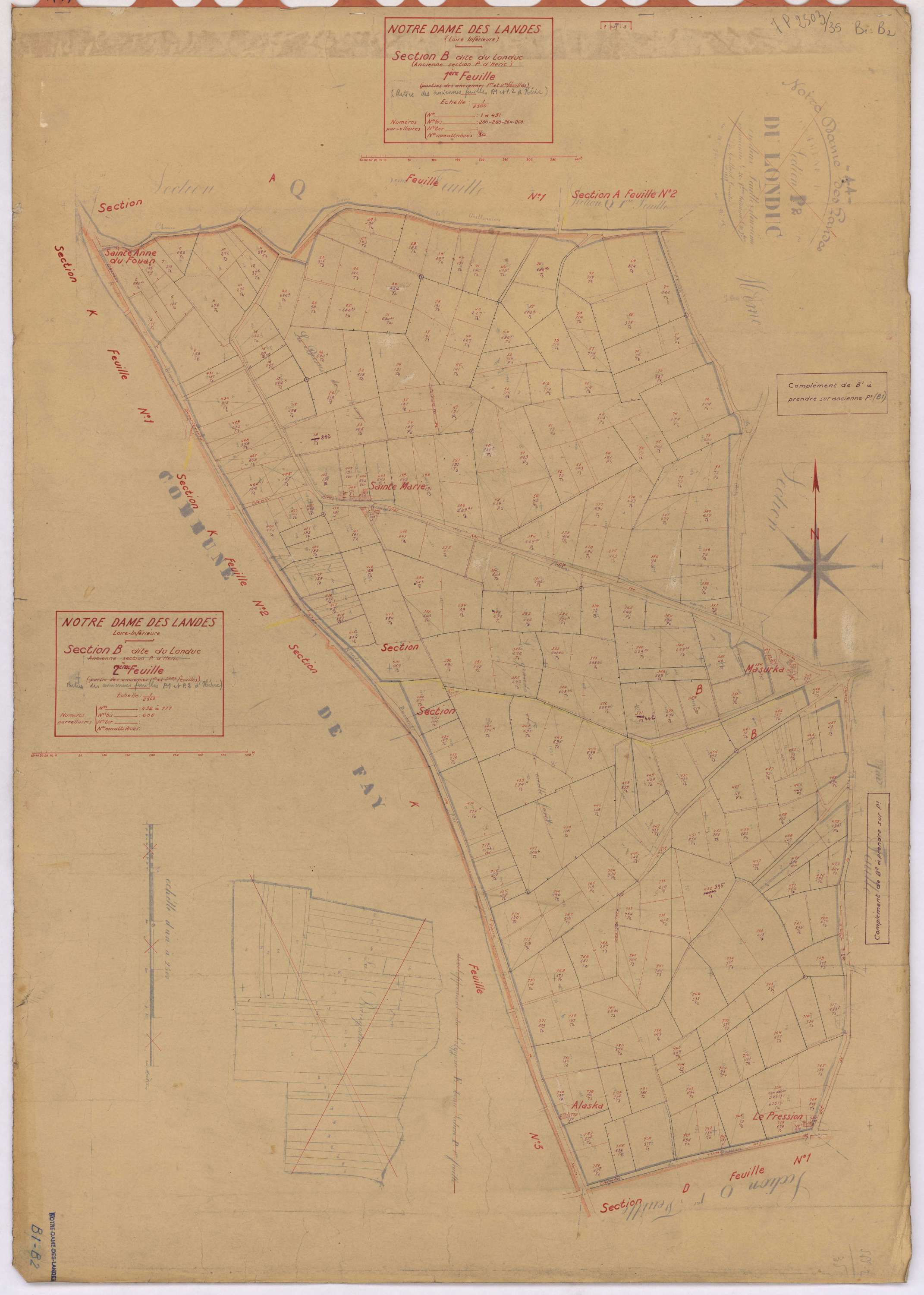 Notre-Dame-des-Landes - Section B1 B2 Londuc (section du) ; 1-431 ; 432-777