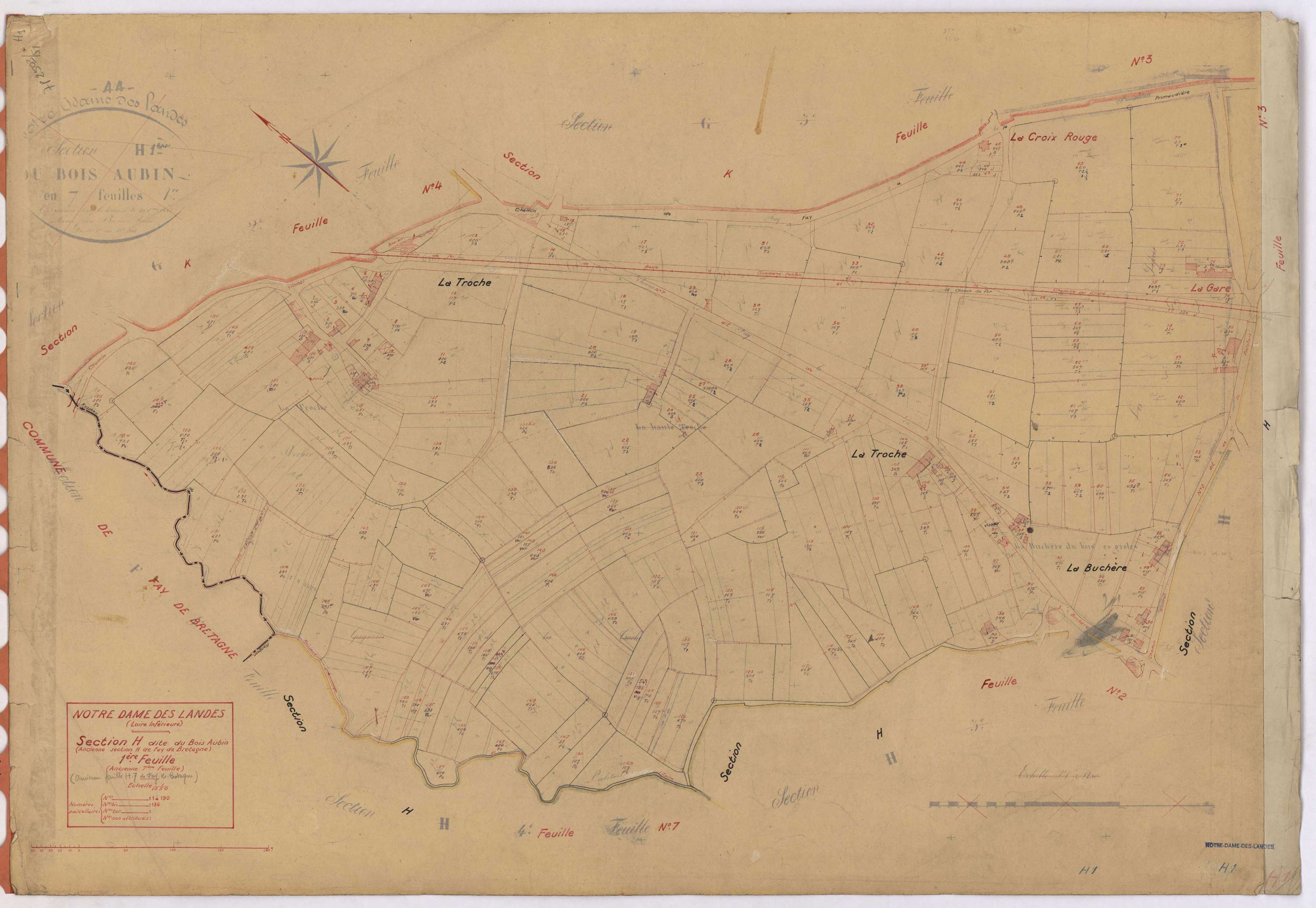 Notre-Dame-des-Landes - Section H1 Bois Aubin (section du) ; 1-190