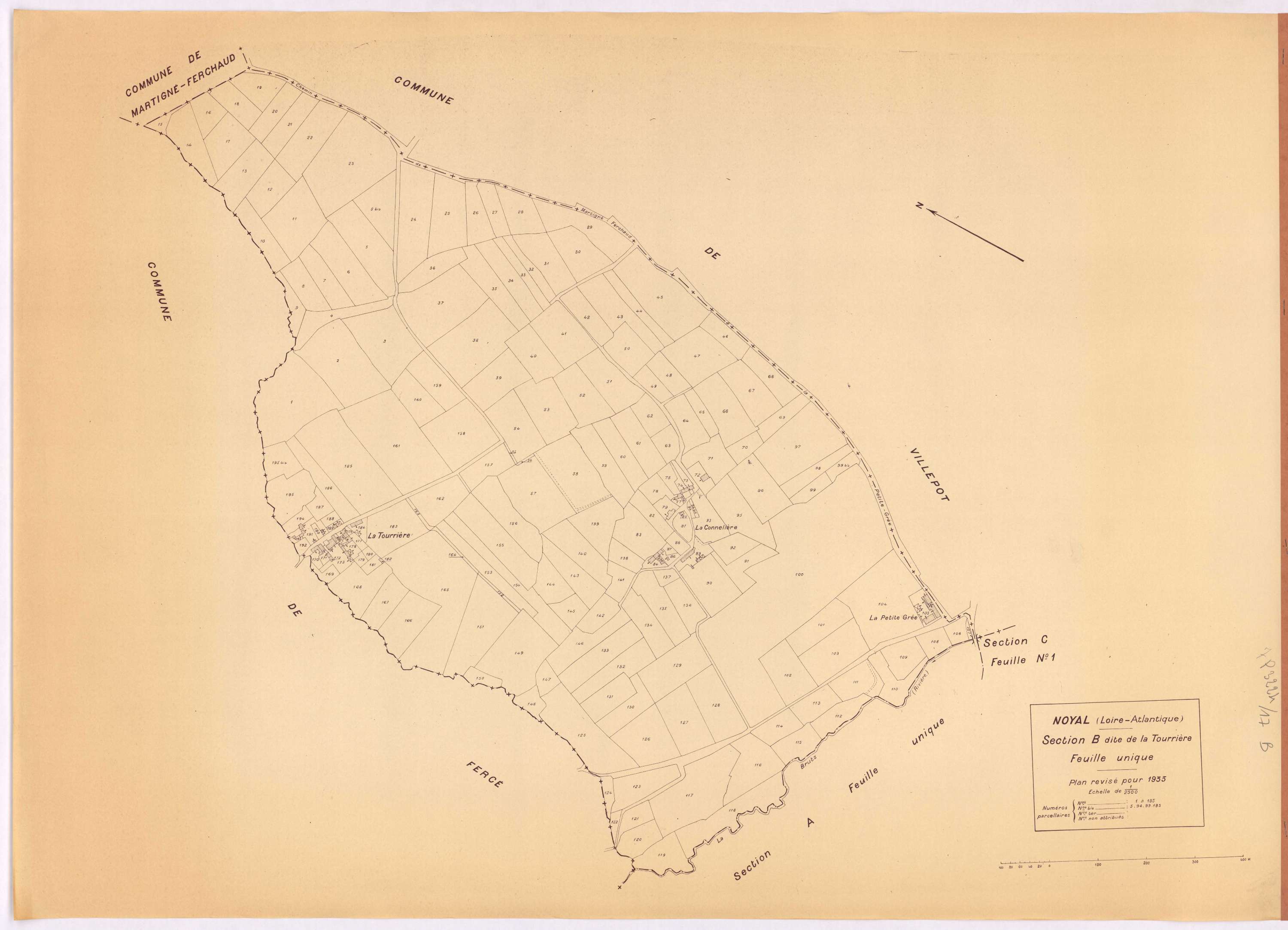 Noyal-sur-Brutz - Section B Tourrière (section de La) ; 1-195