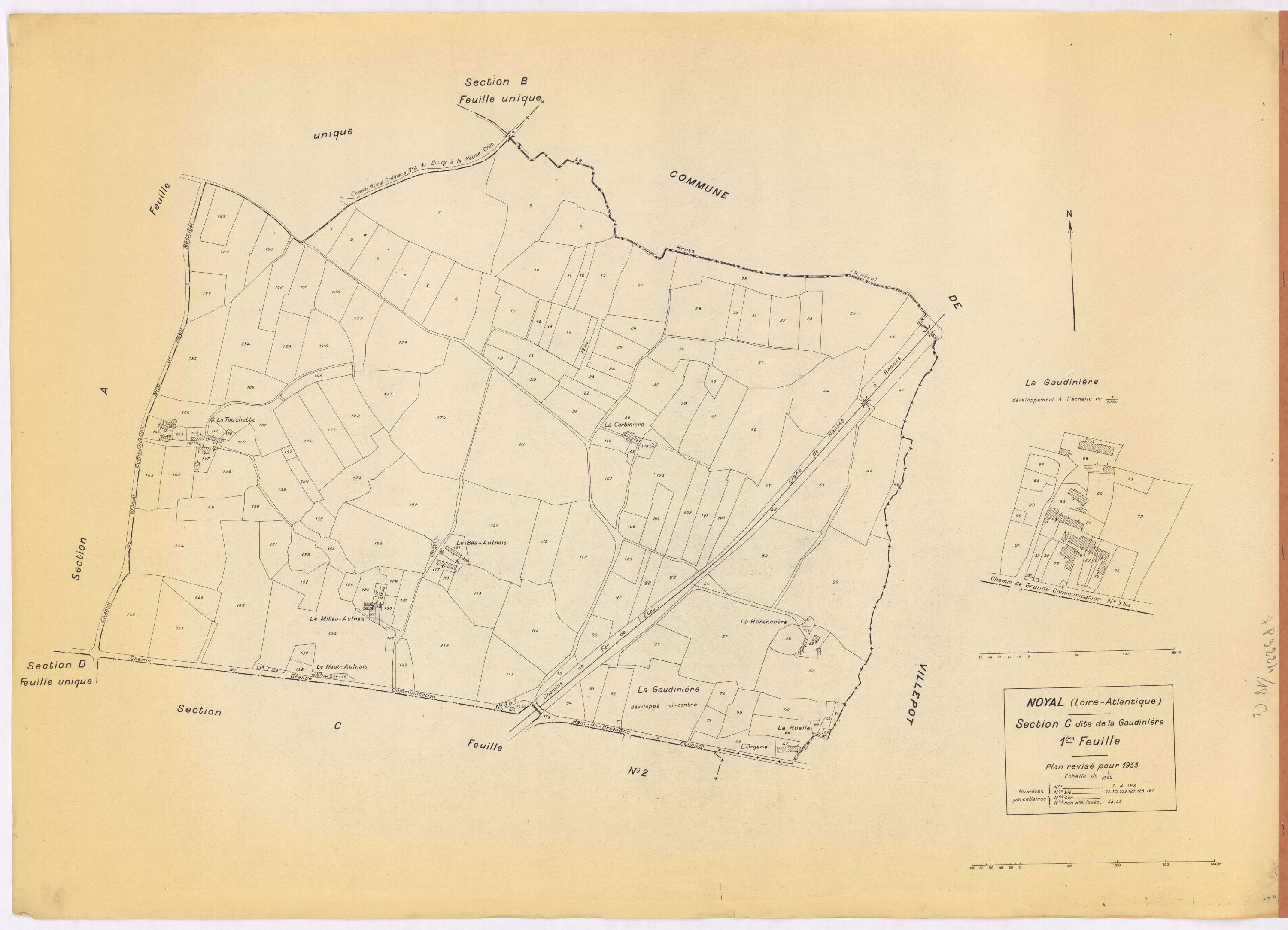 Noyal-sur-Brutz - Section C1 Gaudinière (section de La) ; 1-188