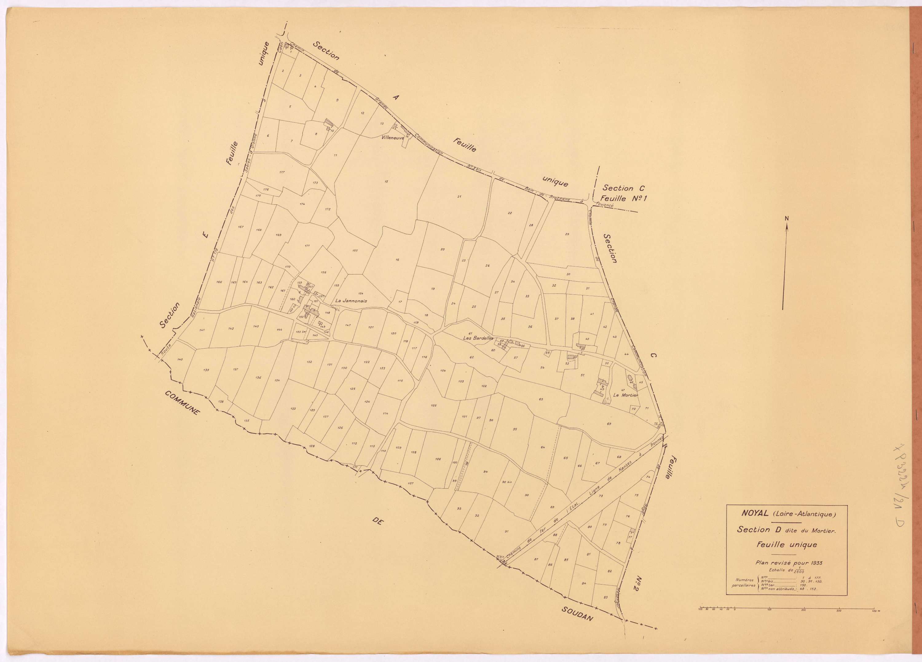 Noyal-sur-Brutz - Section D Mortier (section du) ; 1-177