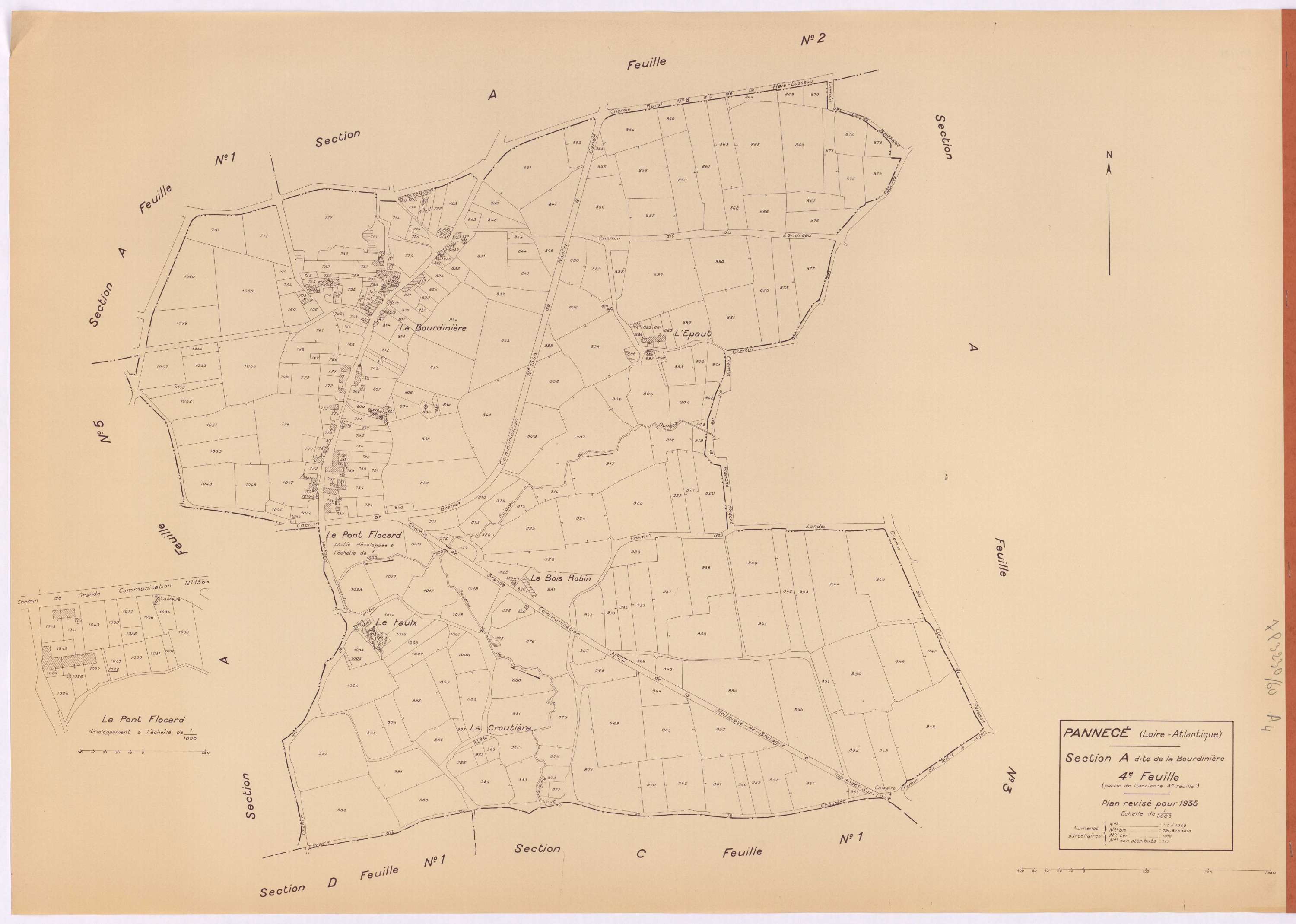 Pannecé - Section A4 Bourdinière (section de La) ; 710-1060
