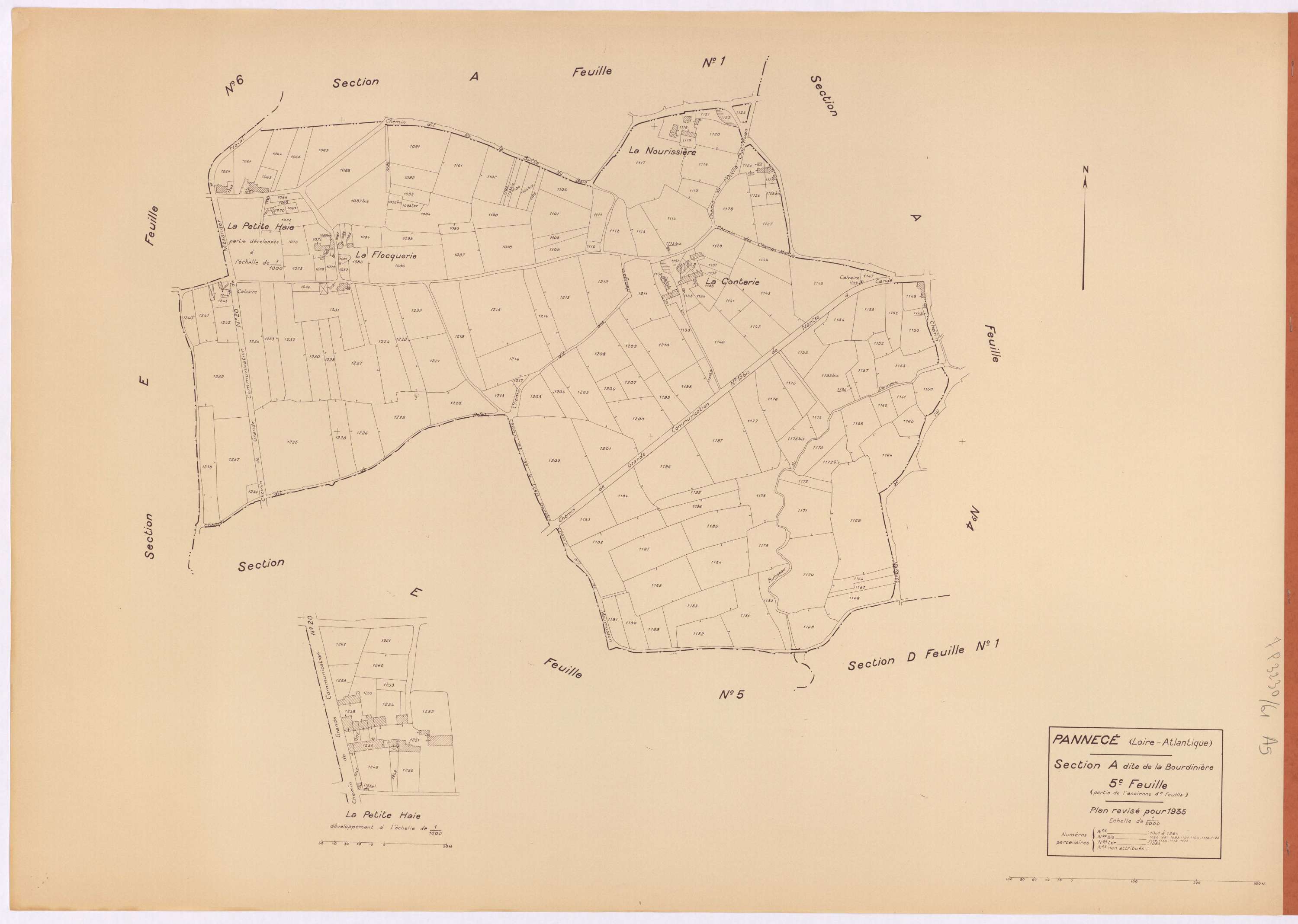 Pannecé - Section A5 Bourdinière (section de La) ; 1061-1264