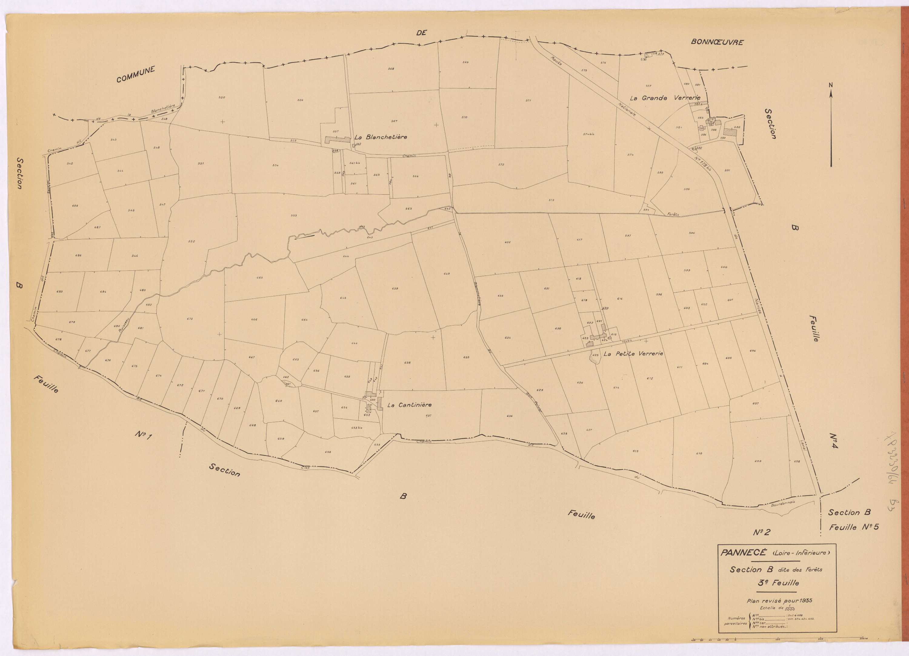 Pannecé - Section B3 Forêts (section des) ; 542-688