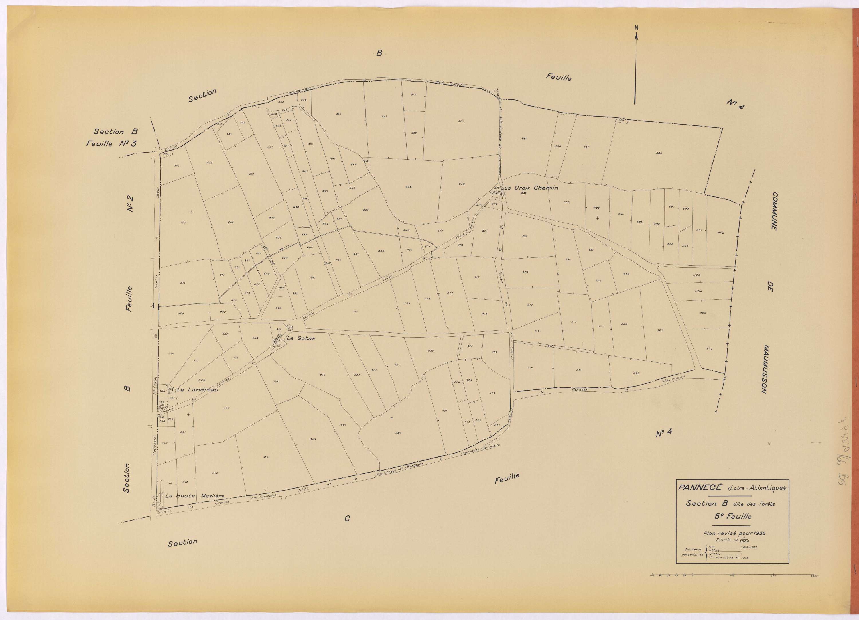 Pannecé - Section B5 Forêts (section des) ; 813-972