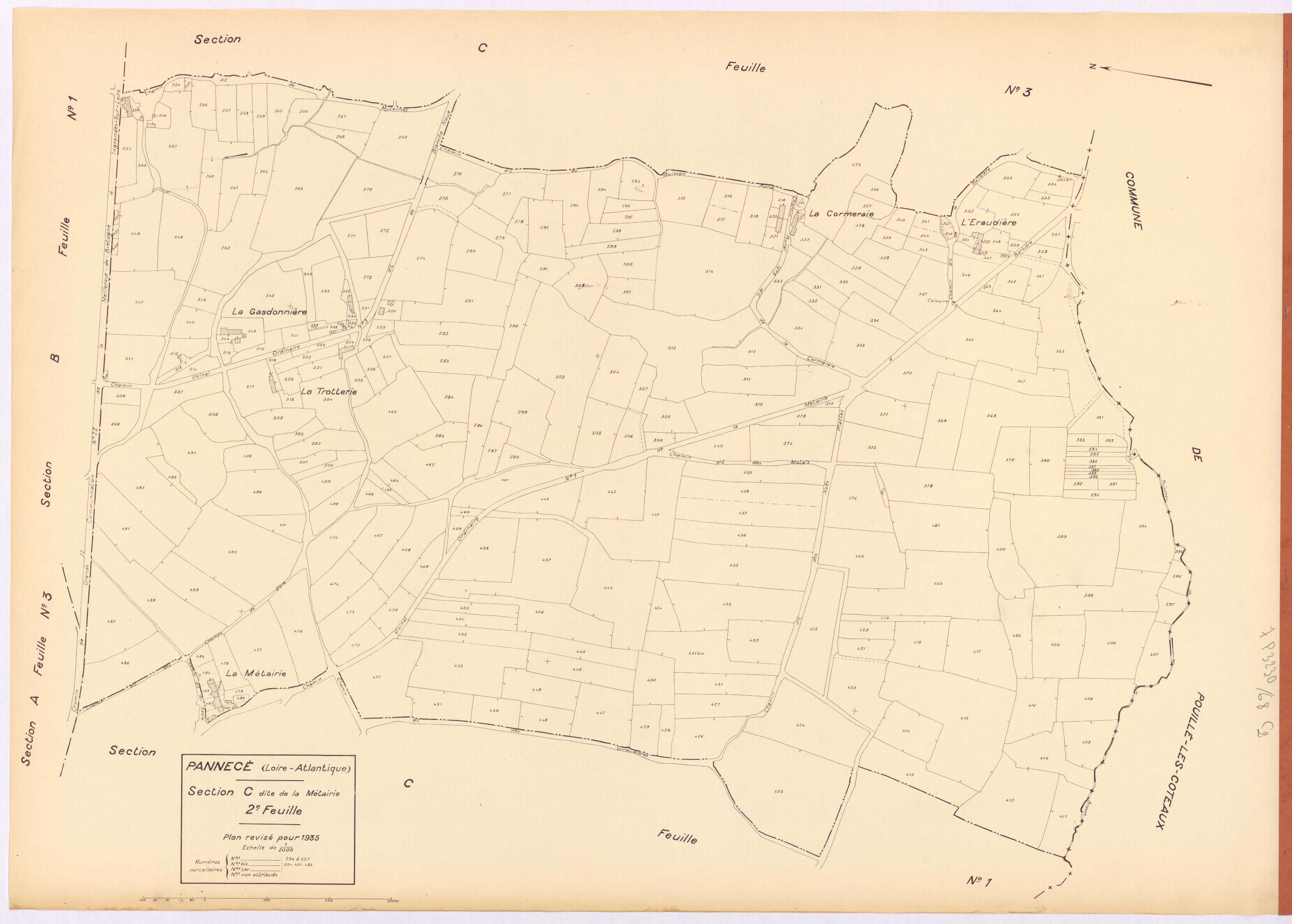 Pannecé - Section C2 Métairie (section de La) ; 254-557