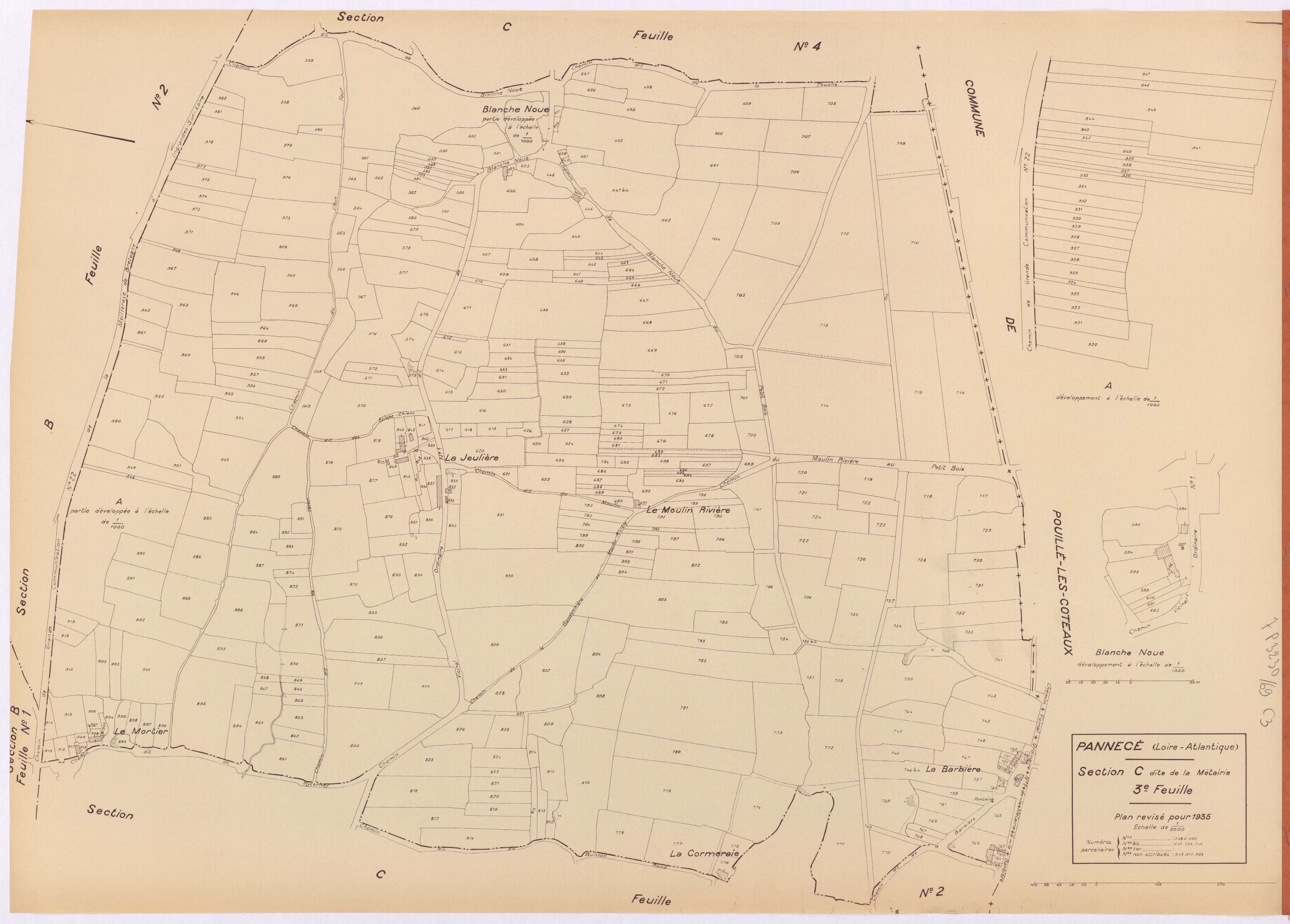 Pannecé - Section C3 Métairie (section de La) ; 558-982