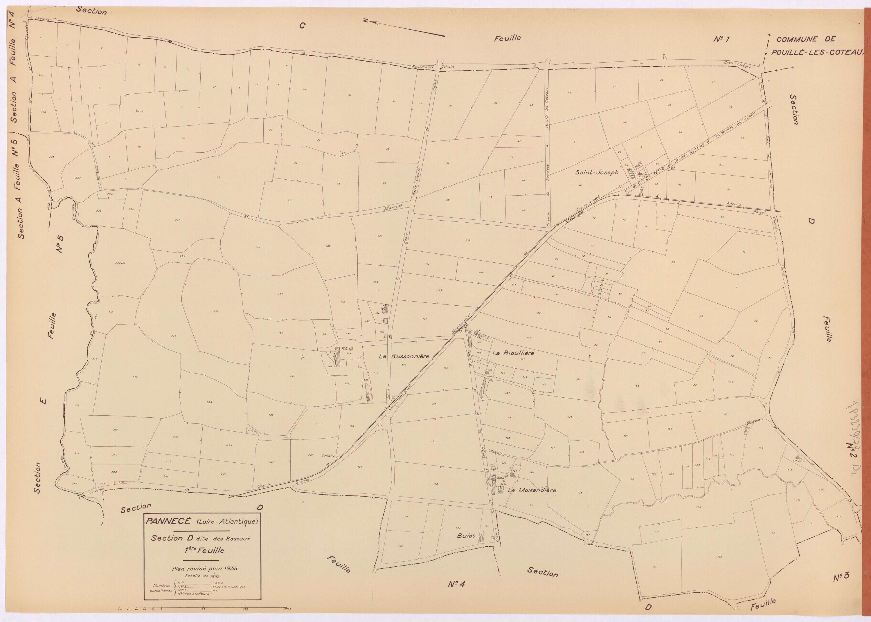 Pannecé - Section D1 Roseaux (section des) ; 1-230