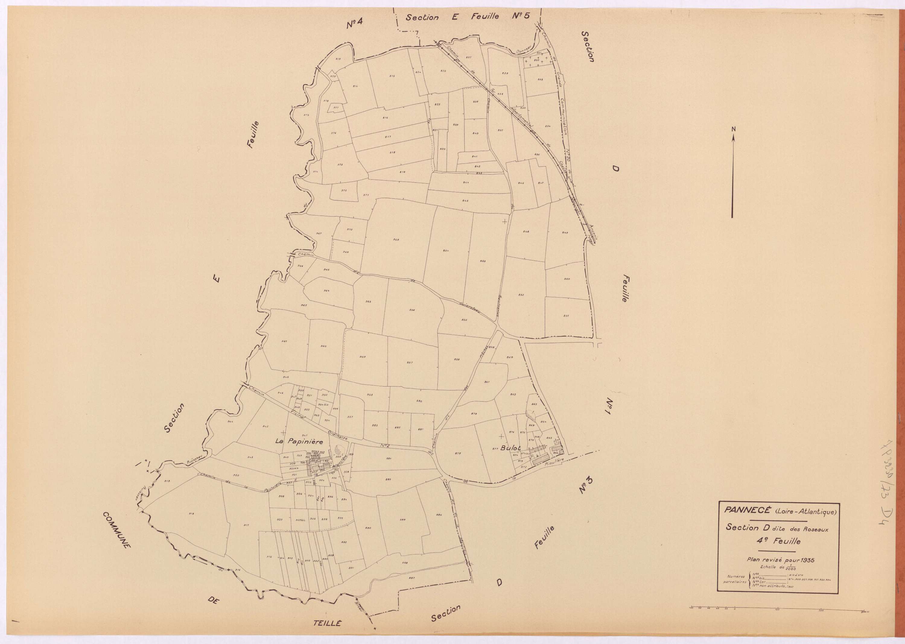 Pannecé - Section D4 Roseaux (section des) ; 813-979
