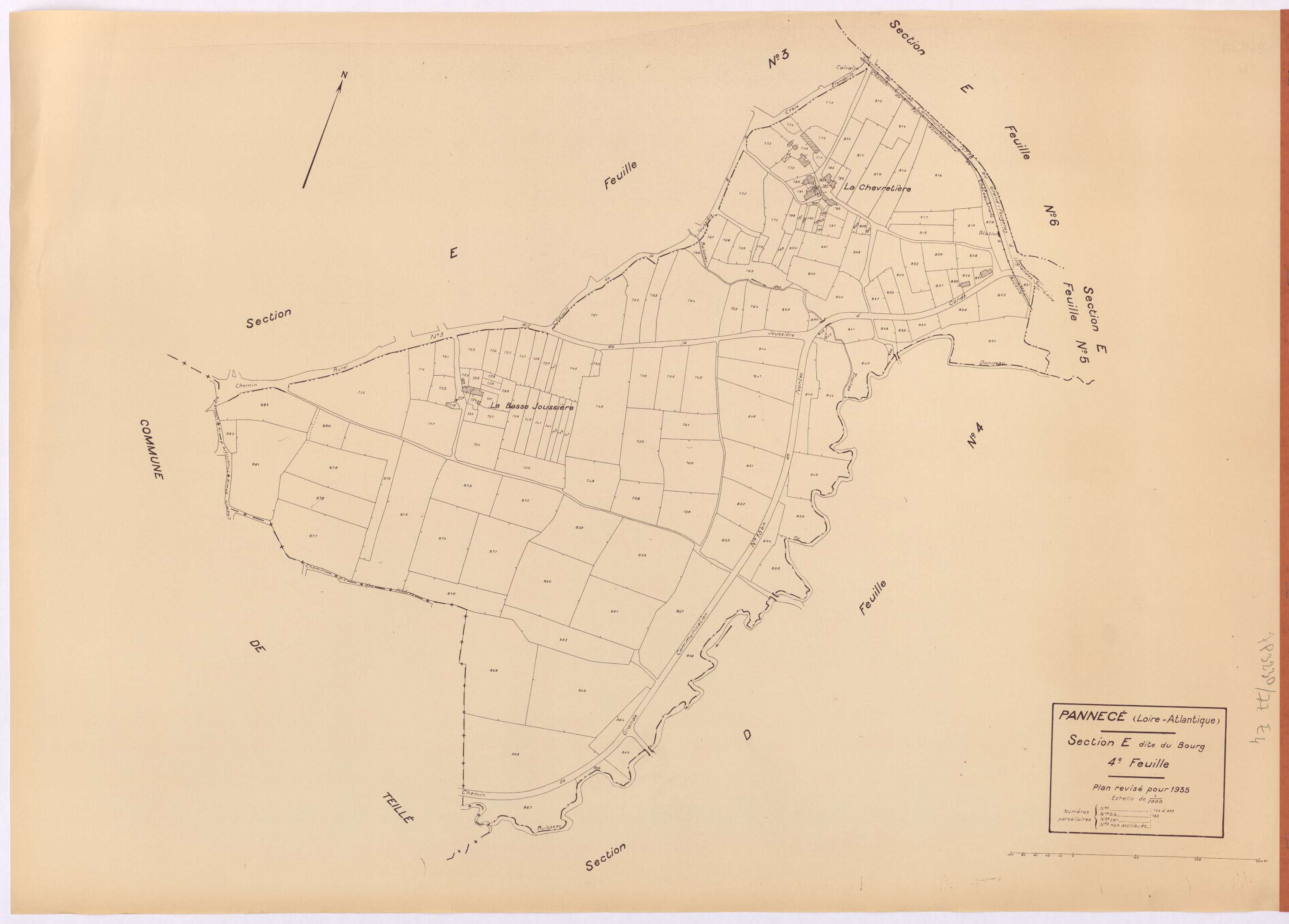 Pannecé - Section E4 Bourg (section du) ; 715-883