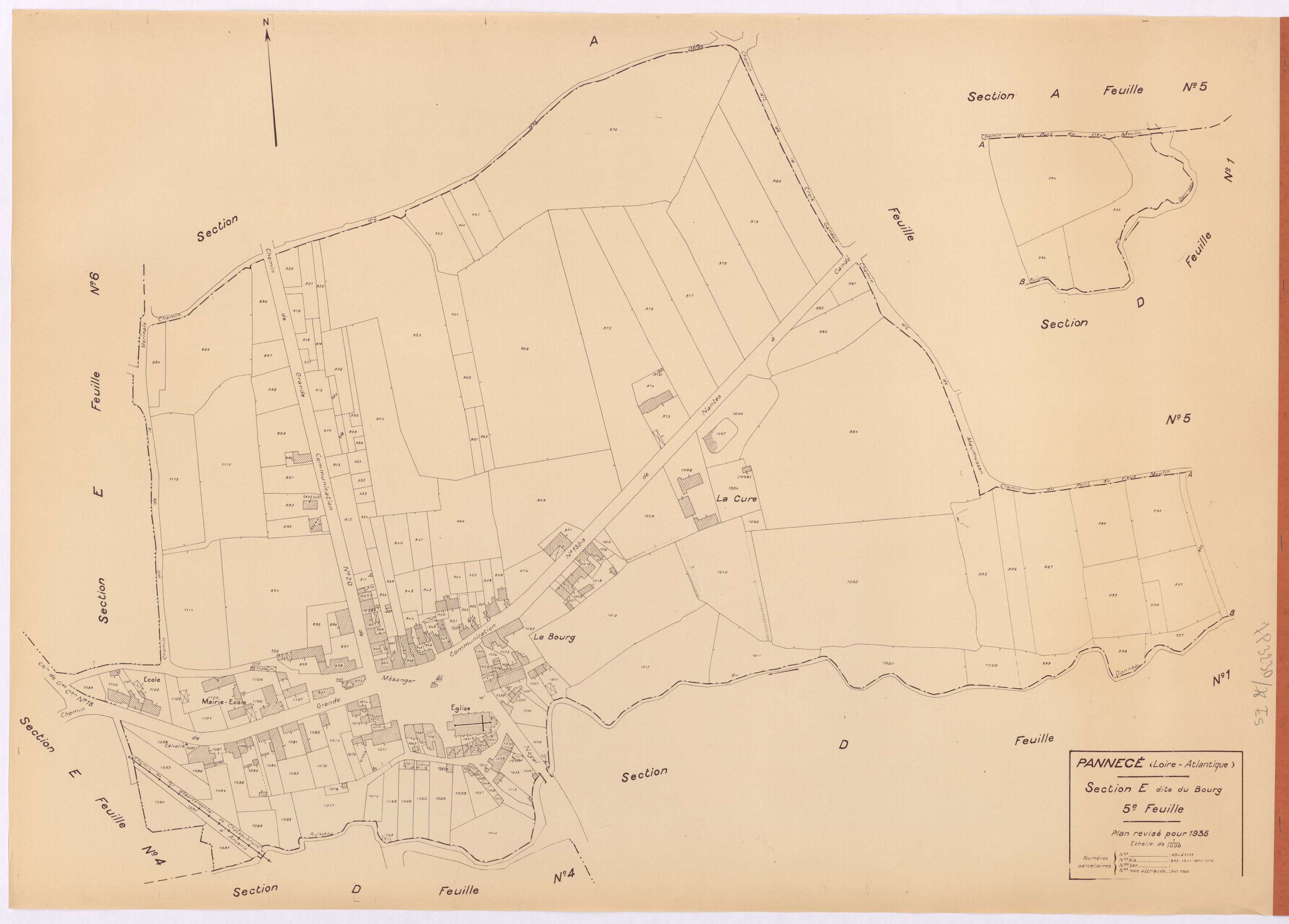Pannecé - Section E5 Bourg (section du) ; 884-1113
