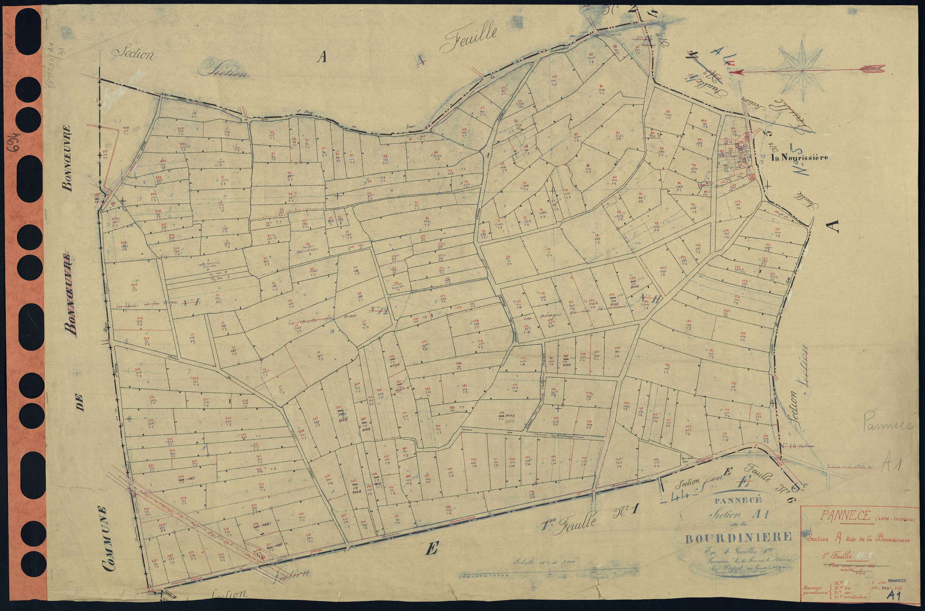 Pannecé - Section A1 Bourdinière (section de La) . 1-257