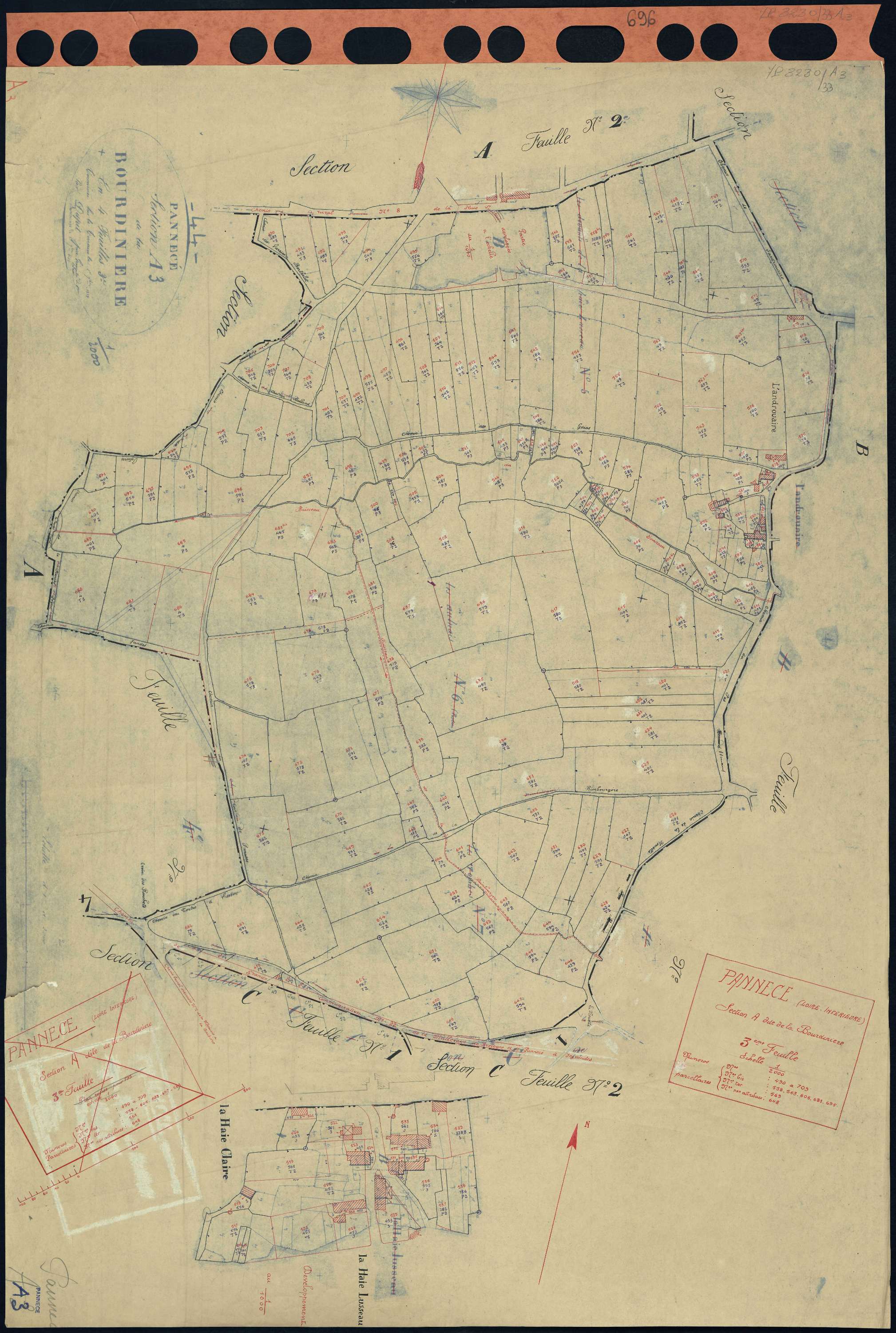 Pannecé - Section A3 Bourdinière (section de La) . 490-709