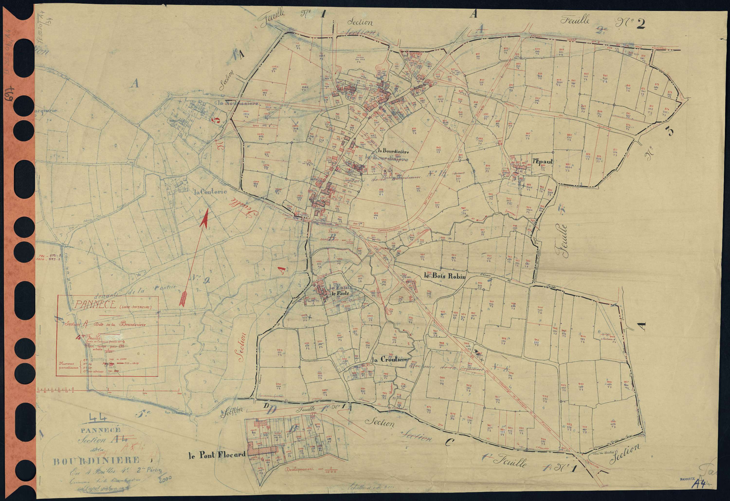 Pannecé - Section A4 Bourdinière (section de La) . 710-1060