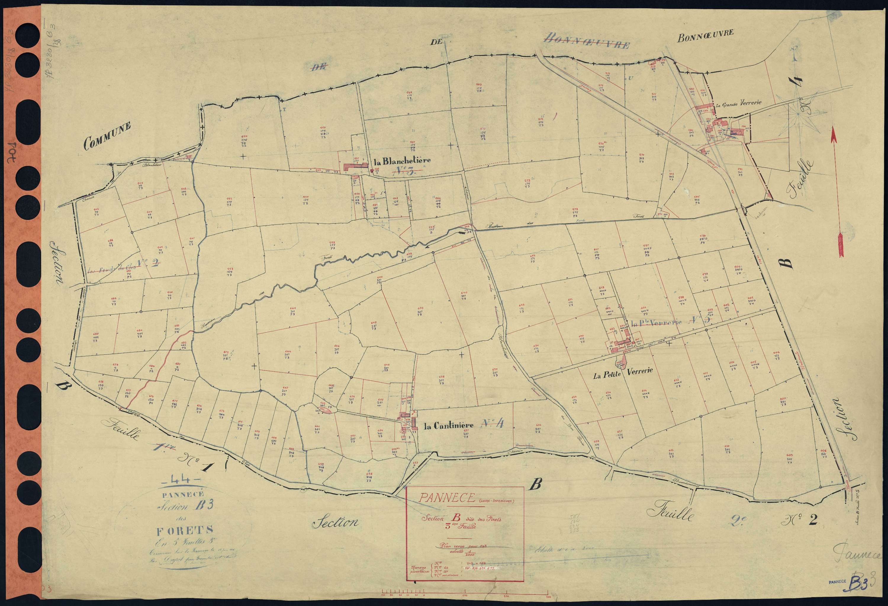 Pannecé - Section B3 Forêts (section des) . 542-688