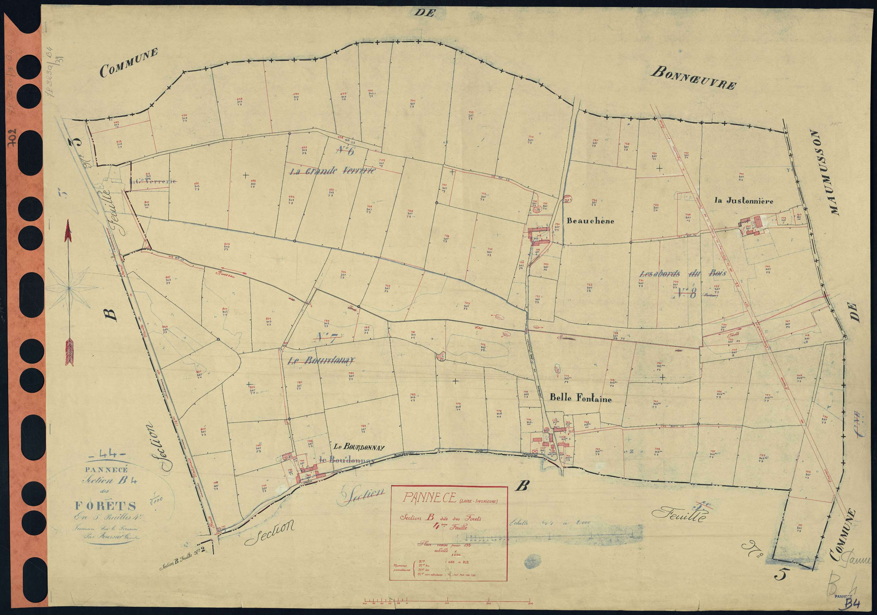 Pannecé - Section B4 Forêts (section des) . 689-812