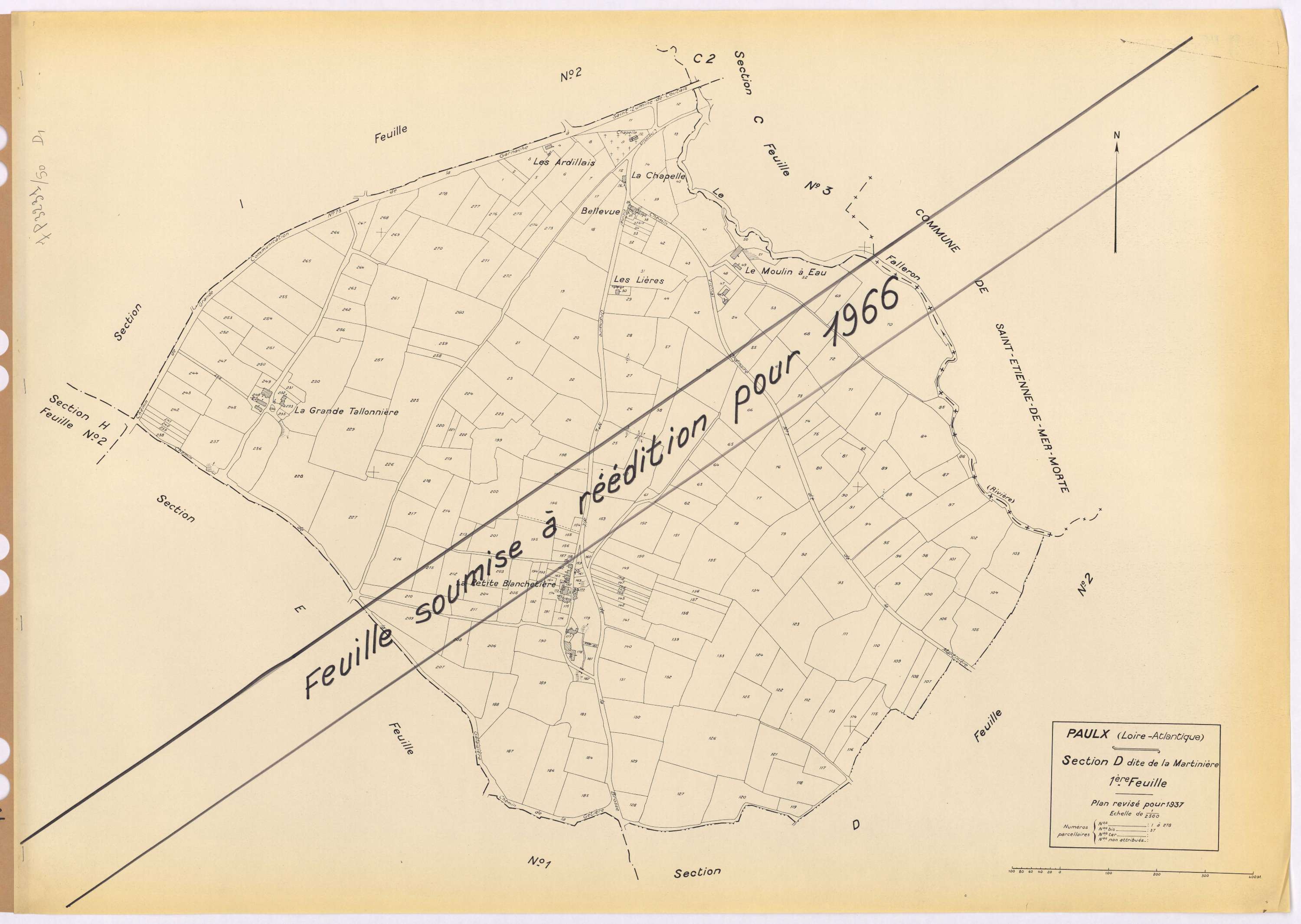 Paulx - Section D1 Martinière (section de La) ; 1-278
