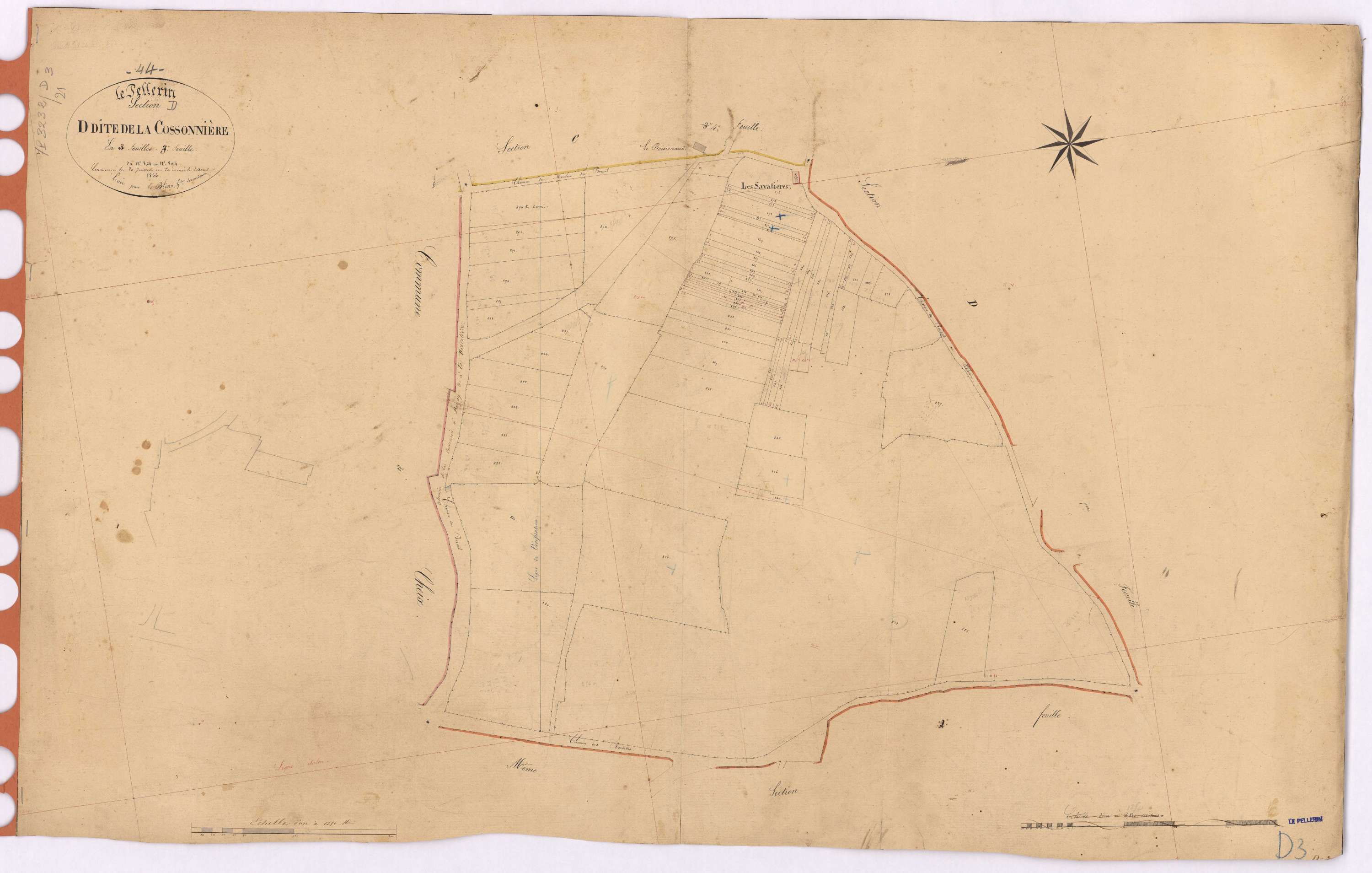 Le Pellerin - Section D3 Cossonnière (section de La) ; 824-894