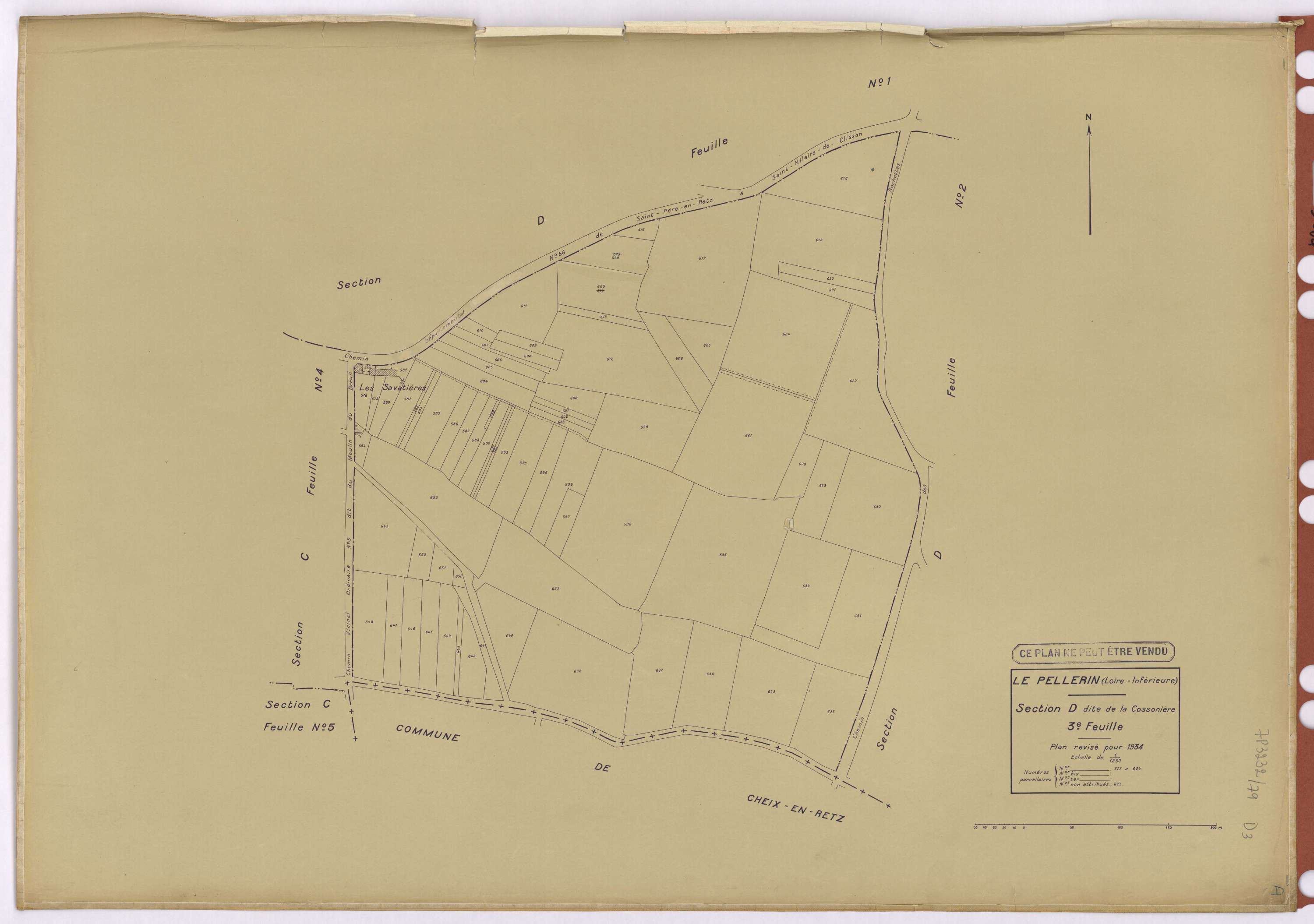 Le Pellerin - Section D3 Cossonière (section de La) ; 577-654
