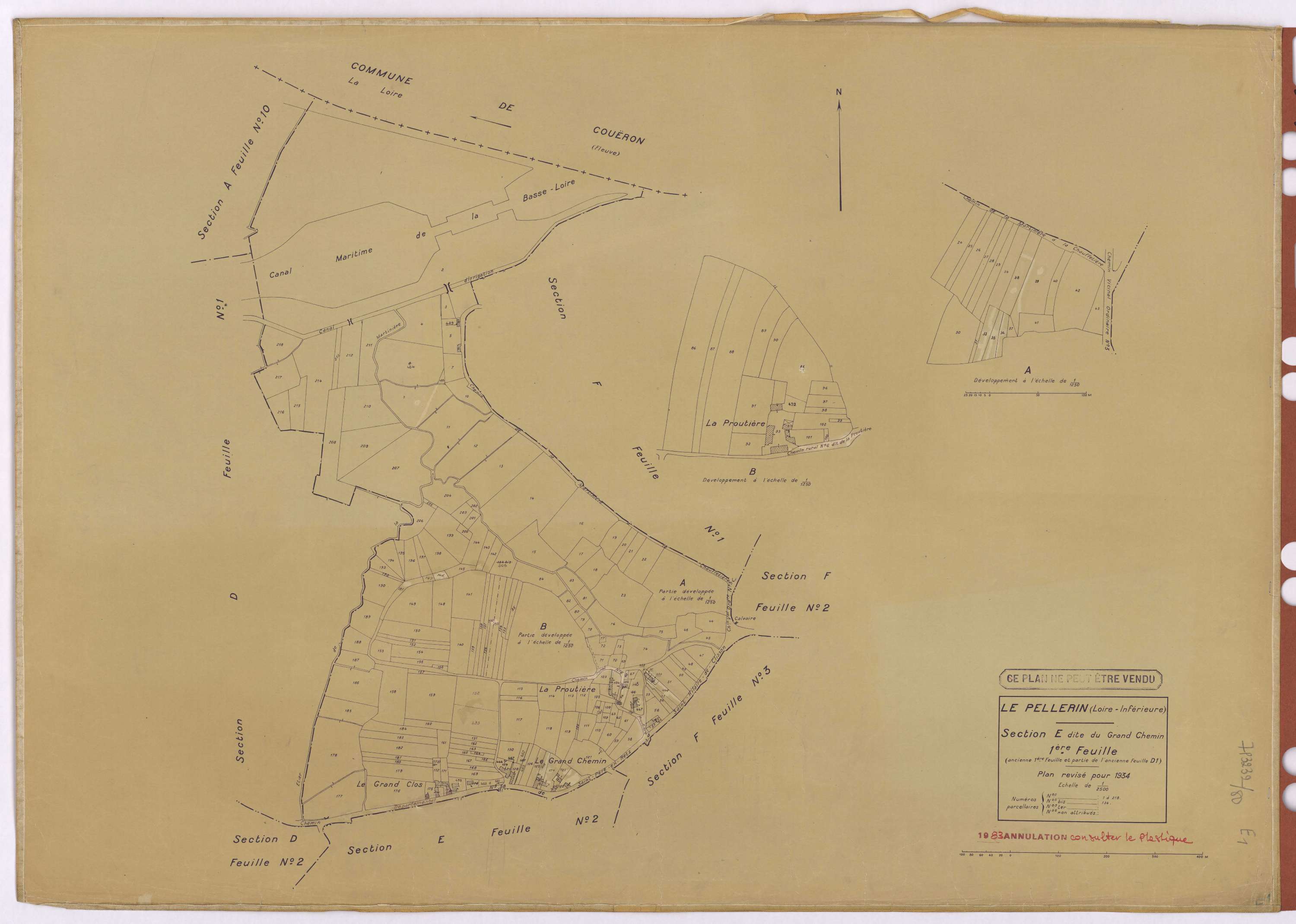 Le Pellerin - Section E1 Grand Chemin (section du) ; 1-218